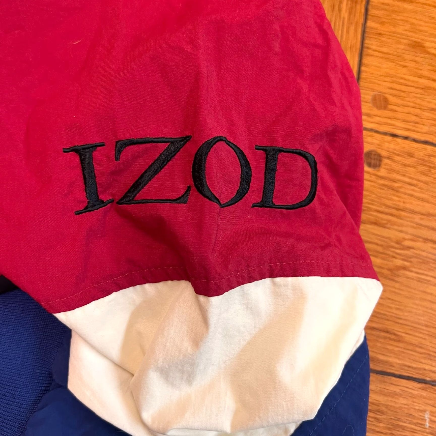 Izod VINTAGE IZOD Windbreaker Pullover Jacket Mens L Red White Blue Embroidered Pockets 80s Style Size US L / EU 52-54 / 3 - 7 Thumbnail