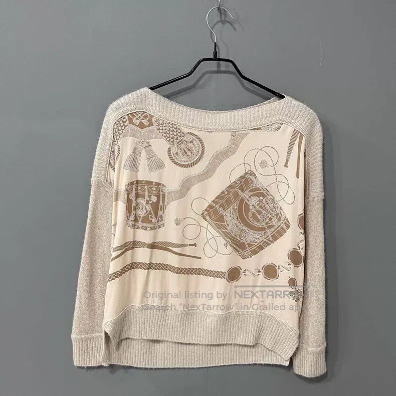 Hermes Hermes Printed silk mixed knit top Size XS / US 0-2 / IT 36-38 - 2 Thumbnail
