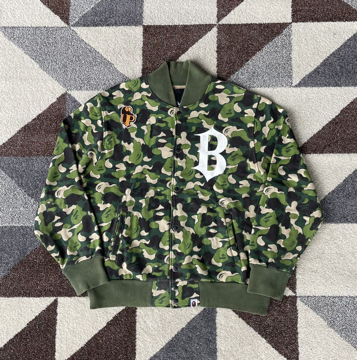 Bape OG Bape ABC Camo Green Sweat Varsity Jacket Size US M / EU 48-50 / 2 - 1 Thumbnail