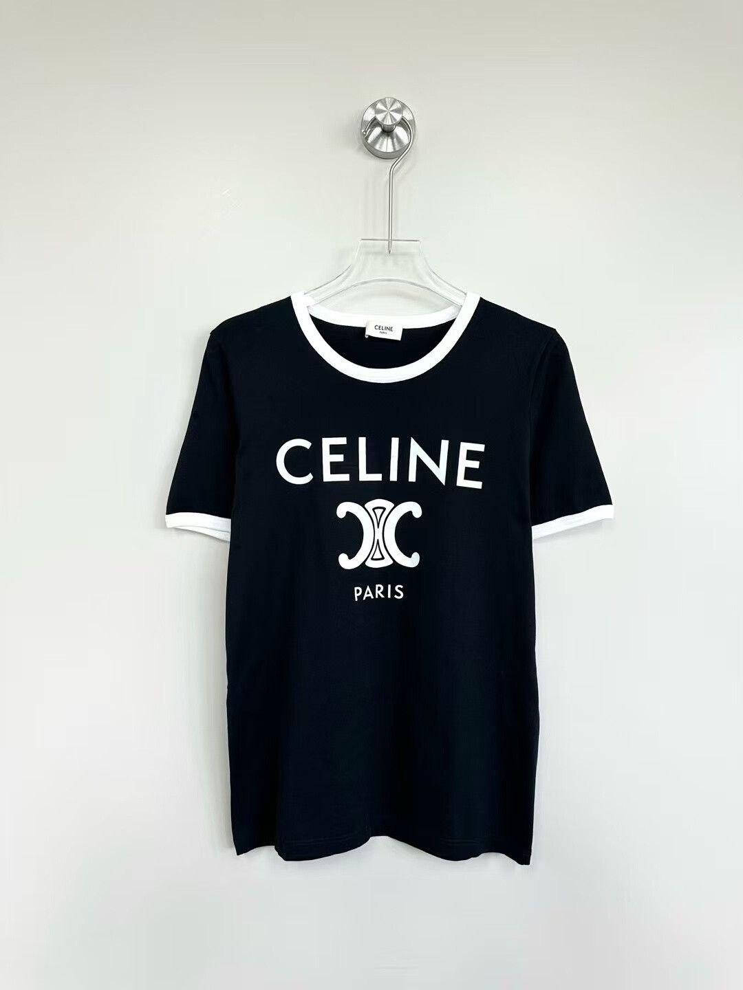 Celine Celine Black Embroidered Logo Short-Sleeve Top Size S / US 4 / IT 40 - 1 Thumbnail