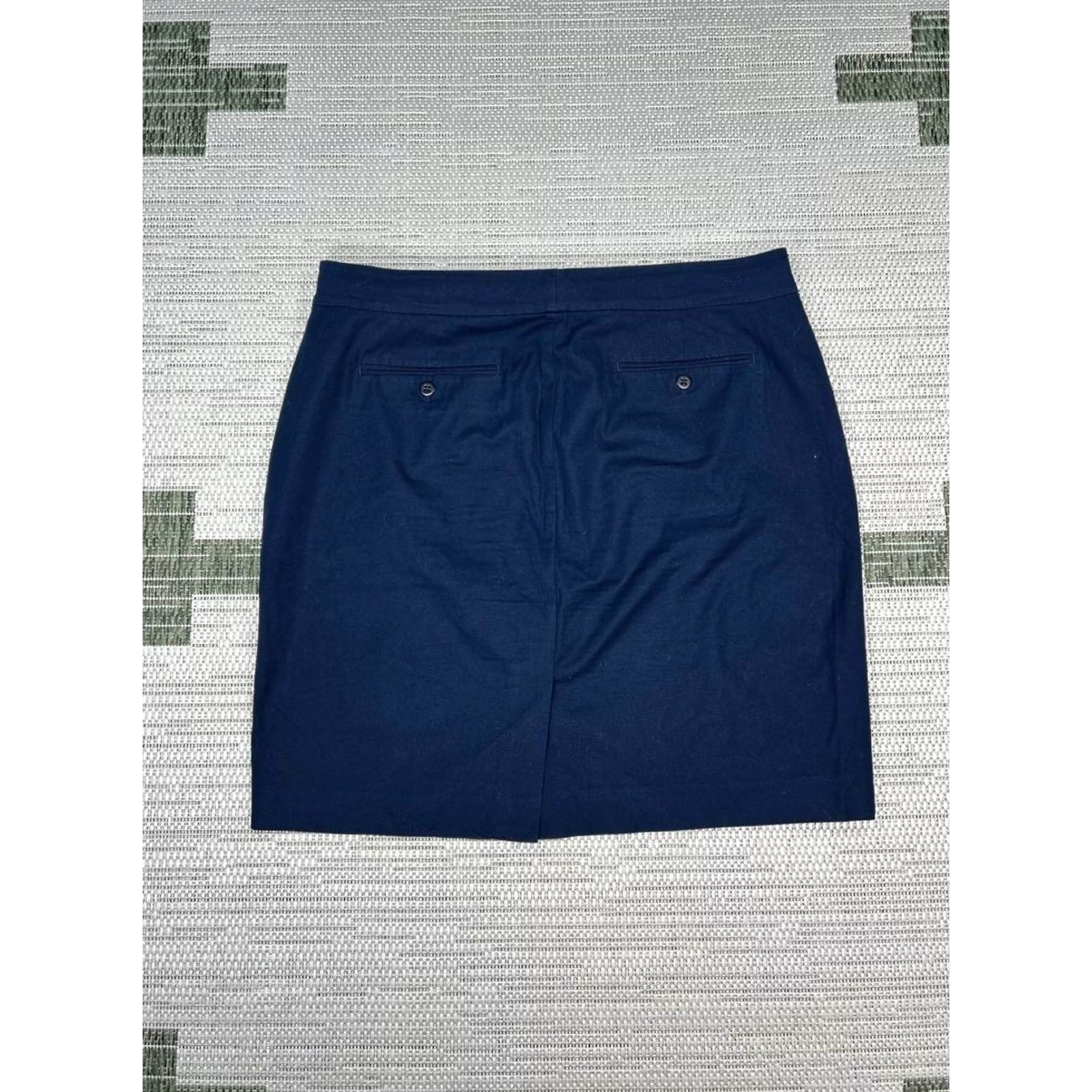 Ralph Lauren Lauren Ralph Lauren Skirt Womens 14 Navy Blue Cotton Belted Pencil Size 36" / US 14 / IT 50 - 6 Thumbnail