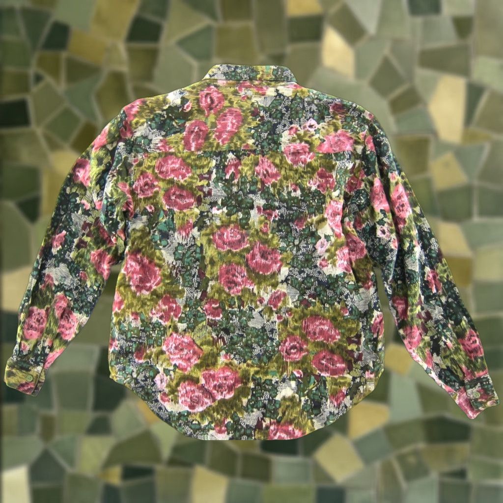 Pinko VTG Jane Ashley Blouse Pink Green Floral Long Sleeve Button Up Beaded Rayon PM Womens Vintage Blouse Size M / US 6-8 / IT 42-44 - 1 Thumbnail
