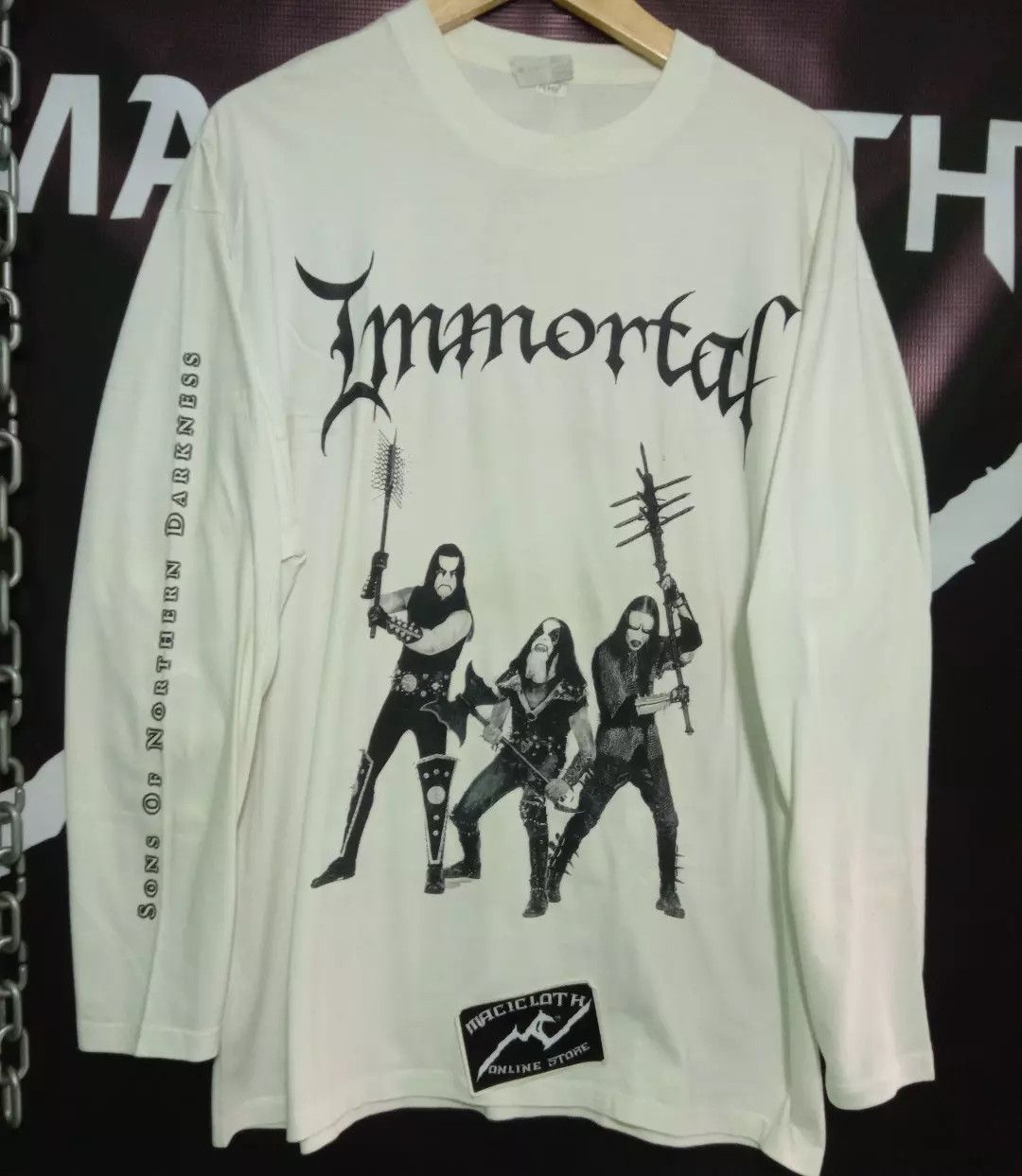 Image of Band Tees x Rock T Shirt Vintage Immortal Sons Of Northern Darkness in White, Men's (Size XL)