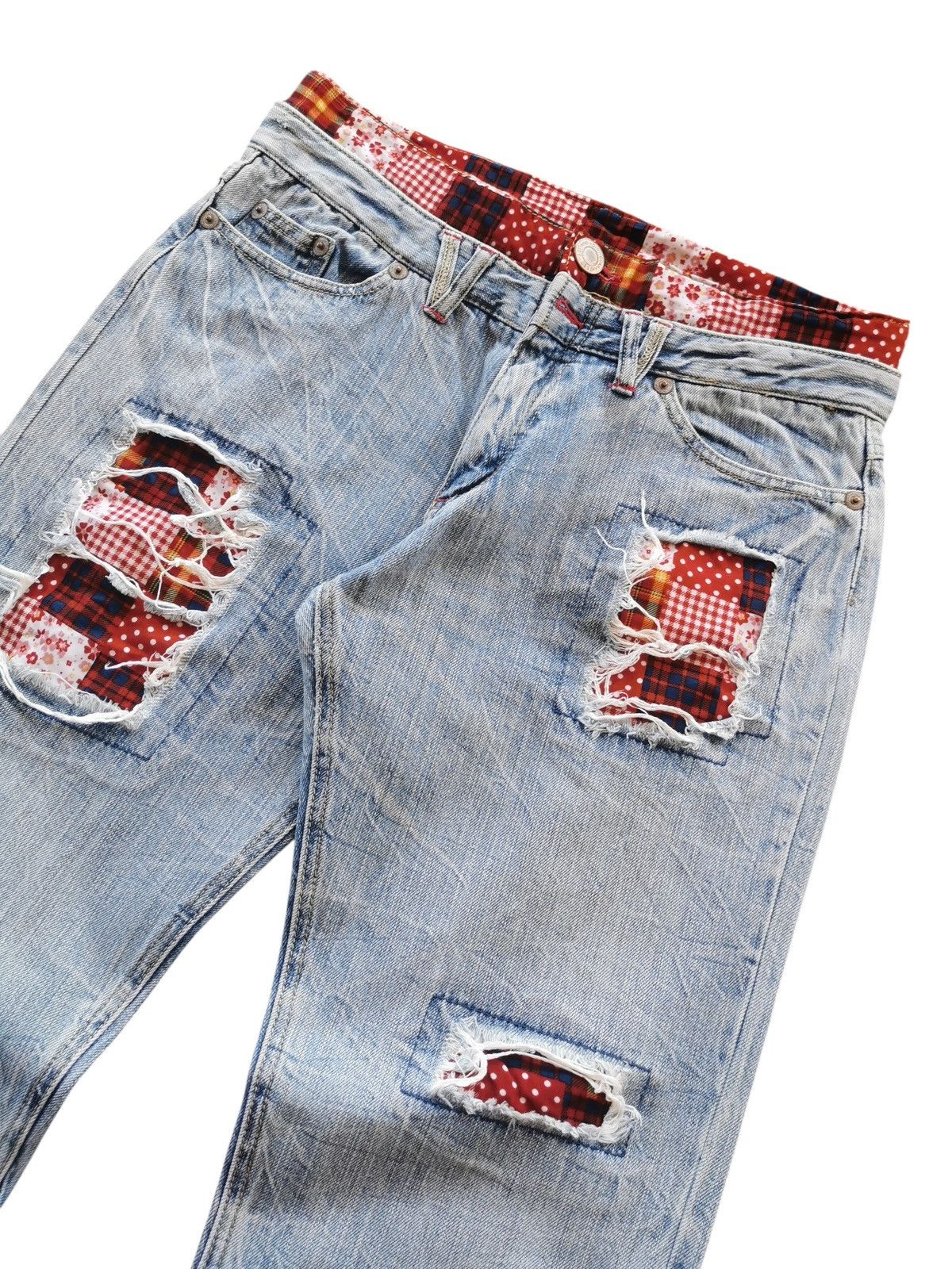 Japanese Brand Double Waist Patchwork Denim Jeans Lookalike Kapital Size US 32 / EU 48 - 3 Thumbnail