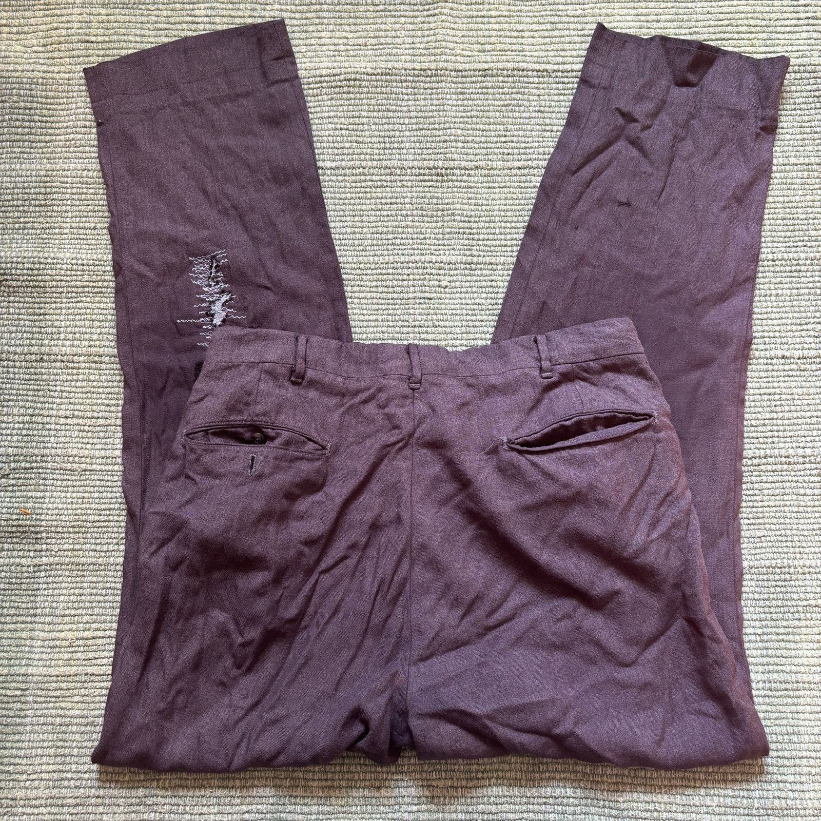 Vintage True vintage 60s Koratron wool gabardine repaired trousers Size US 30 / EU 46 - 1 Thumbnail