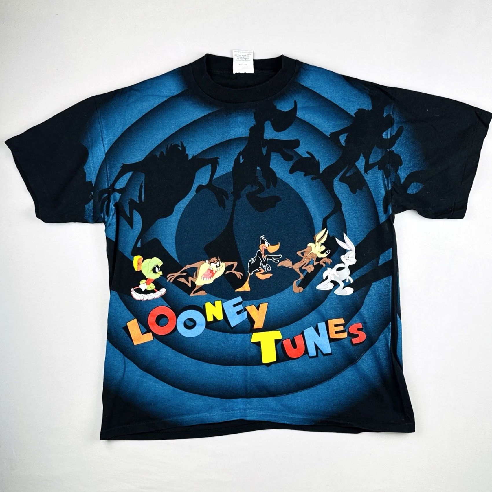 Vintage VINTAGE Looney Tunes Shadow AOP T Shirt Wild Oats XL Black 90s Cartoon T-Shirt Mens Womens Boys Girls Size US XL / EU 56 / 4 - 2 Thumbnail