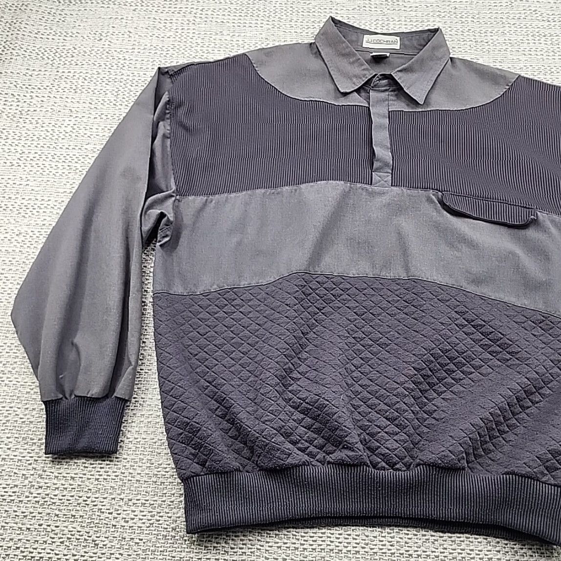 Vintage VINTAGE JJ Cochran Polo Shirt Long Sleeve Mens XL Dark Gray 80s Dad Grandpa Shirt Size US XL / EU 56 / 4 - 3 Thumbnail