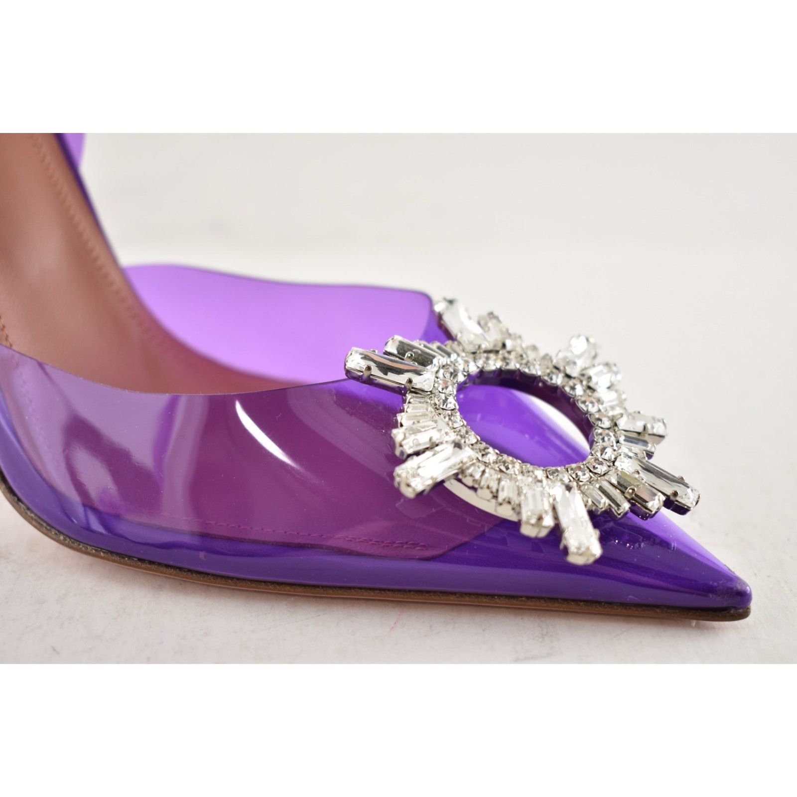 Amina Muaddi Amina Muaddi 95 Begum Glass PVC Purple Slingback Size US 8 / IT 38 - 8 Thumbnail