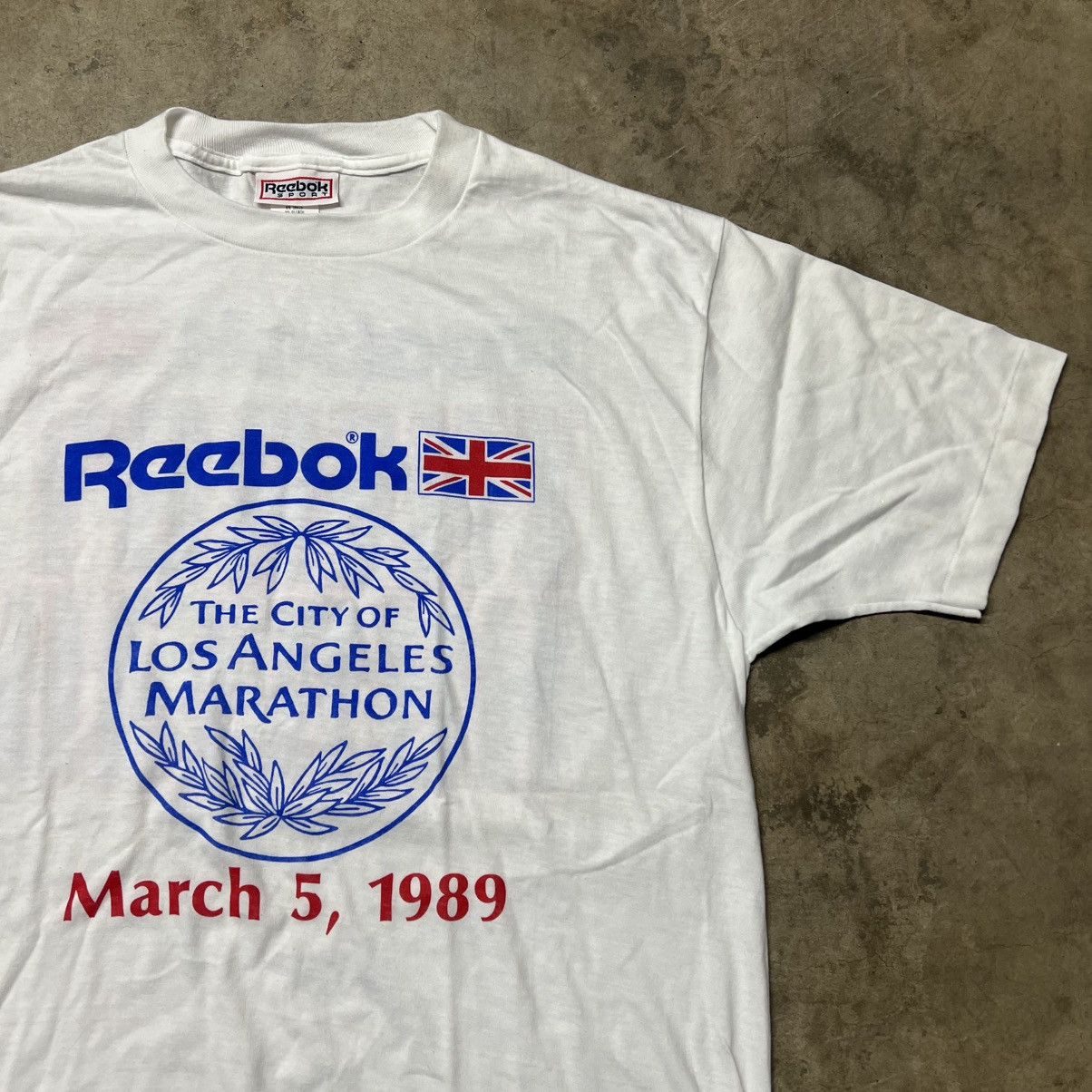 Reebok × Vintage Vintage 1989 Reebok LA Marathon 🇺🇸 Single Stitched T-Shirt Size US XL / EU 56 / 4 - 1 Thumbnail