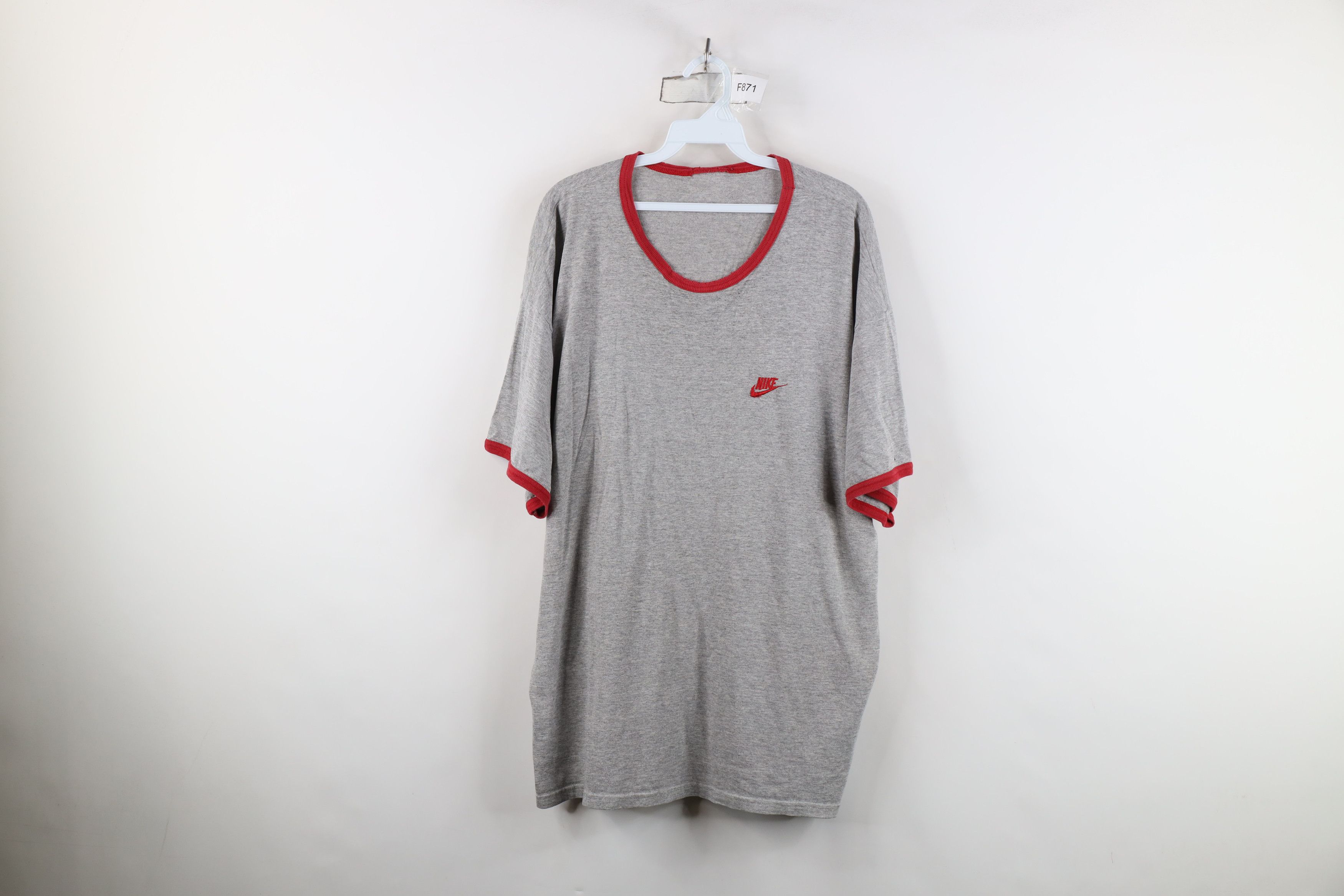 Nike Vintage 90s Nike Scott Mini Swoosh Ringer T-Shirt Gray Size US XXL / EU 58 / 5 - 1 Thumbnail