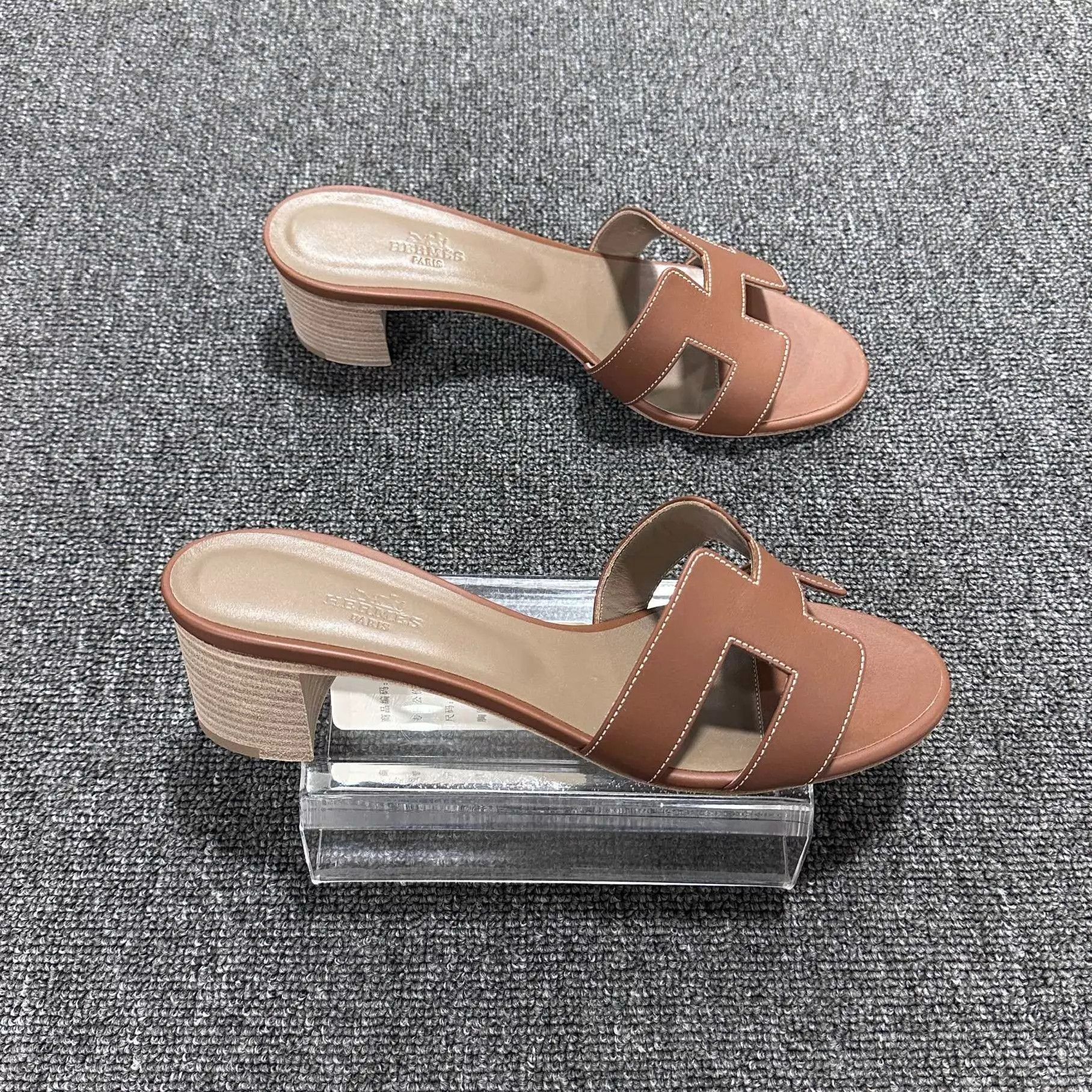 Hermes Hermes brown heeled H slippers 39 new Size US 8.5 / IT 38.5 - 4 Thumbnail