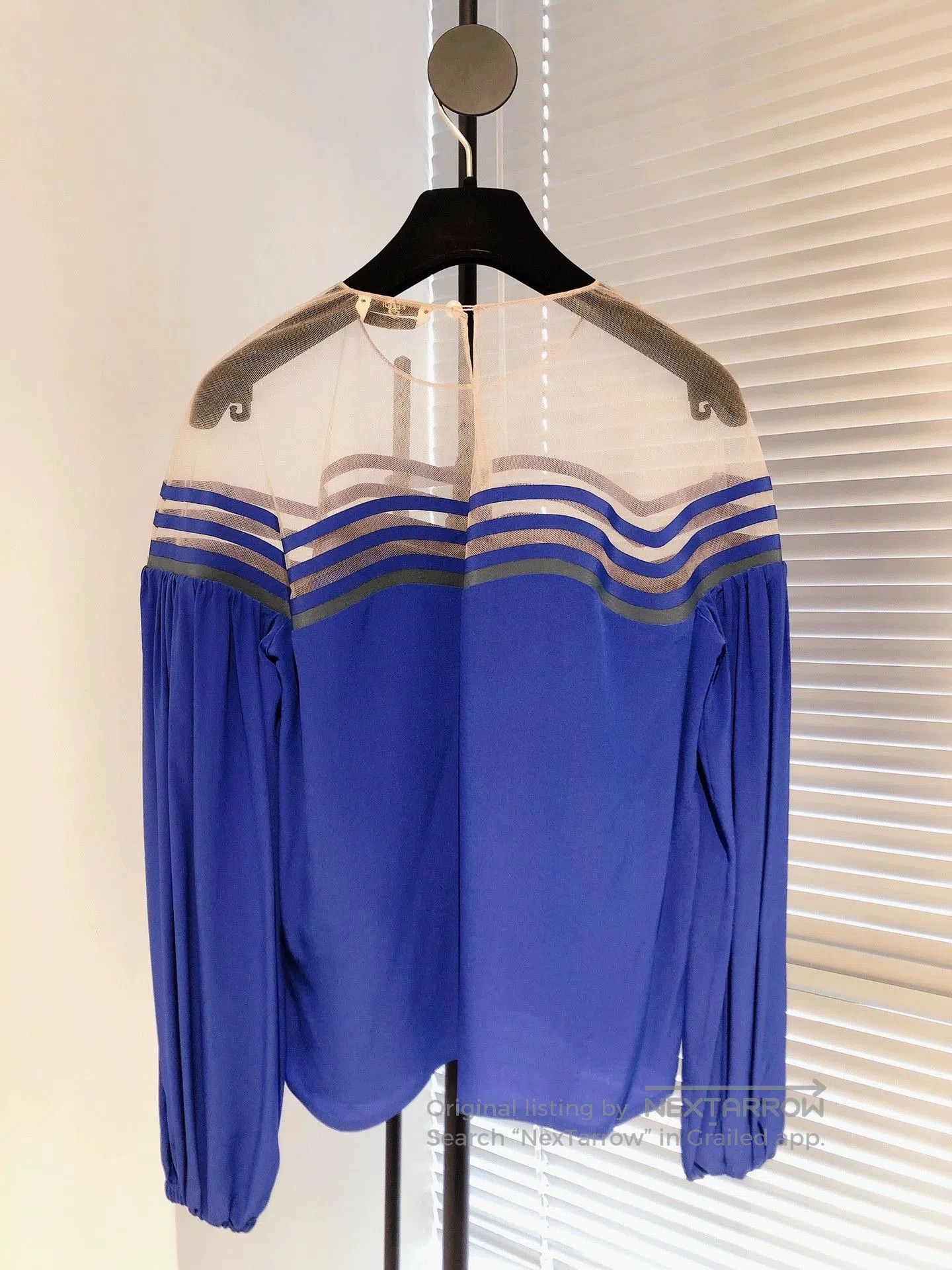Fendi FENDI Blue Silk Panel Lantern Sleeve Top. Size US S / EU 44-46 / 1 - 2 Thumbnail