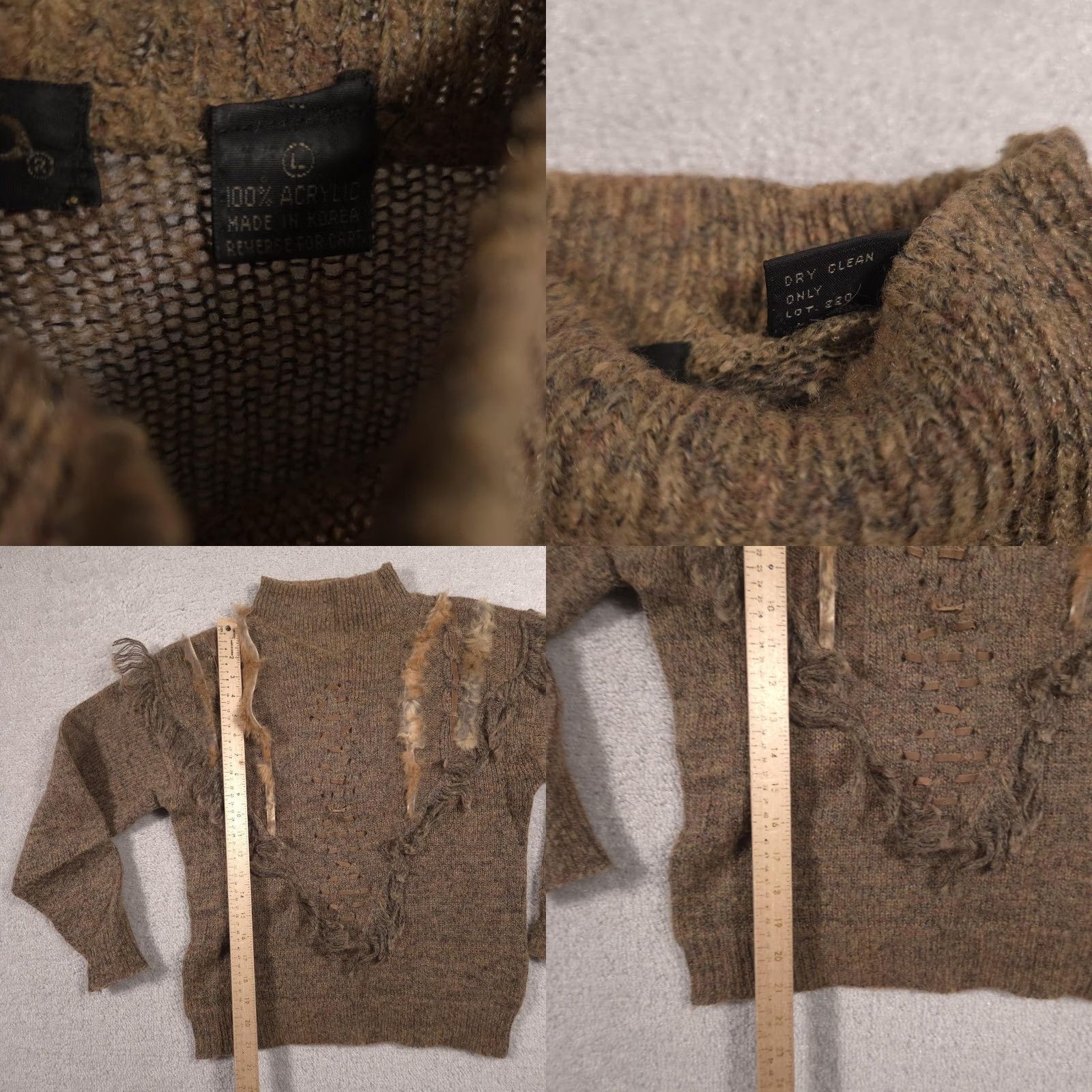 Vintage VINTAGE Gitano Sweater Womens Large Brown Mock Neck Fringe Fur Trim Boho Knit Size L / US 10 / IT 46 - 8 Thumbnail
