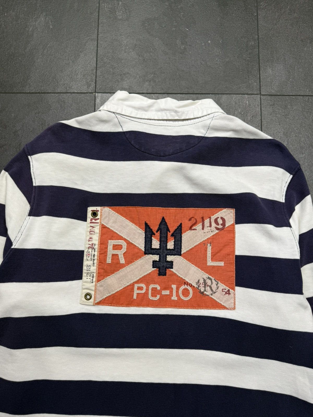 Polo Ralph Lauren × Streetwear × Vintage Vintage polo Ralph Lauren big logo flag polo tee Size US L / EU 52-54 / 3 - 9 Thumbnail