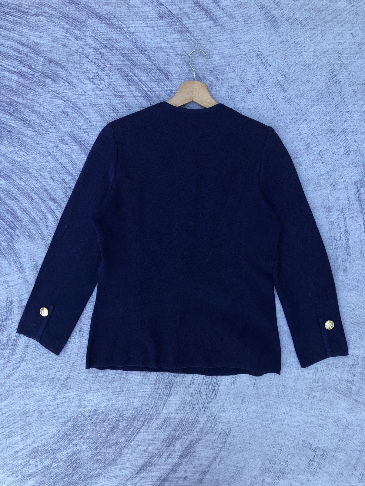 Designer × Vintage × Yves Saint Laurent 🔴YSL/Yves Saint Laurent Navy Blue Pattern Cardigan Size S / US 4 / IT 40 - 15 Thumbnail