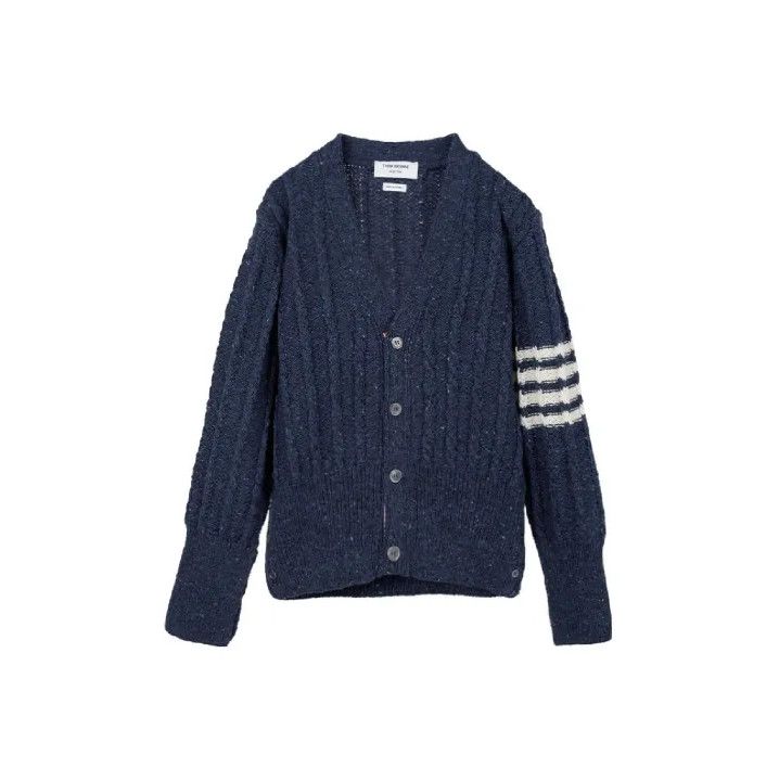 Thom Browne Thom Browne Blue Cable Knit Long Sleeve Sweater Size US M / EU 48-50 / 2 - 1 Thumbnail