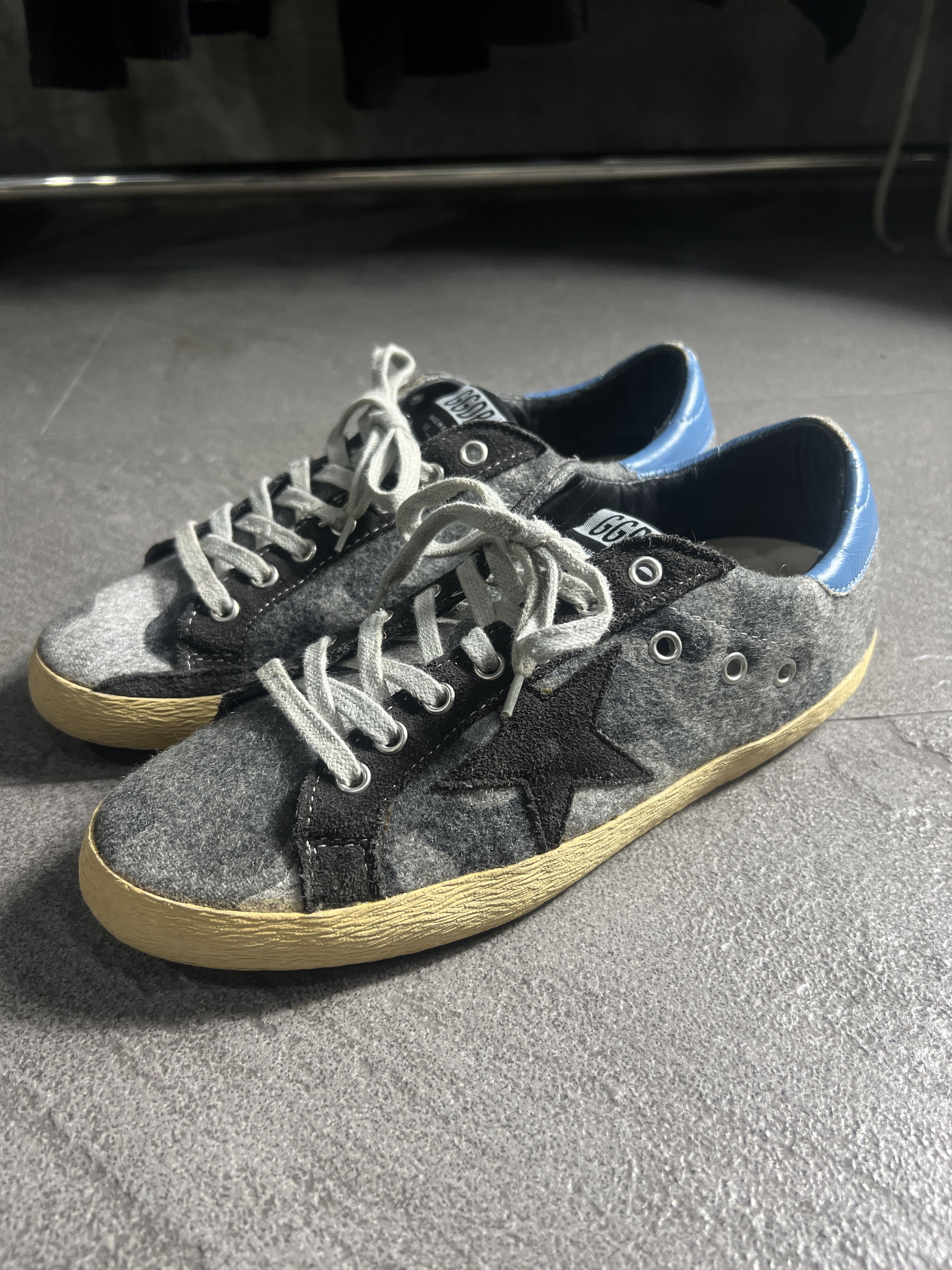 Golden Goose Superstar Camo Wool Blue Heel Size 40