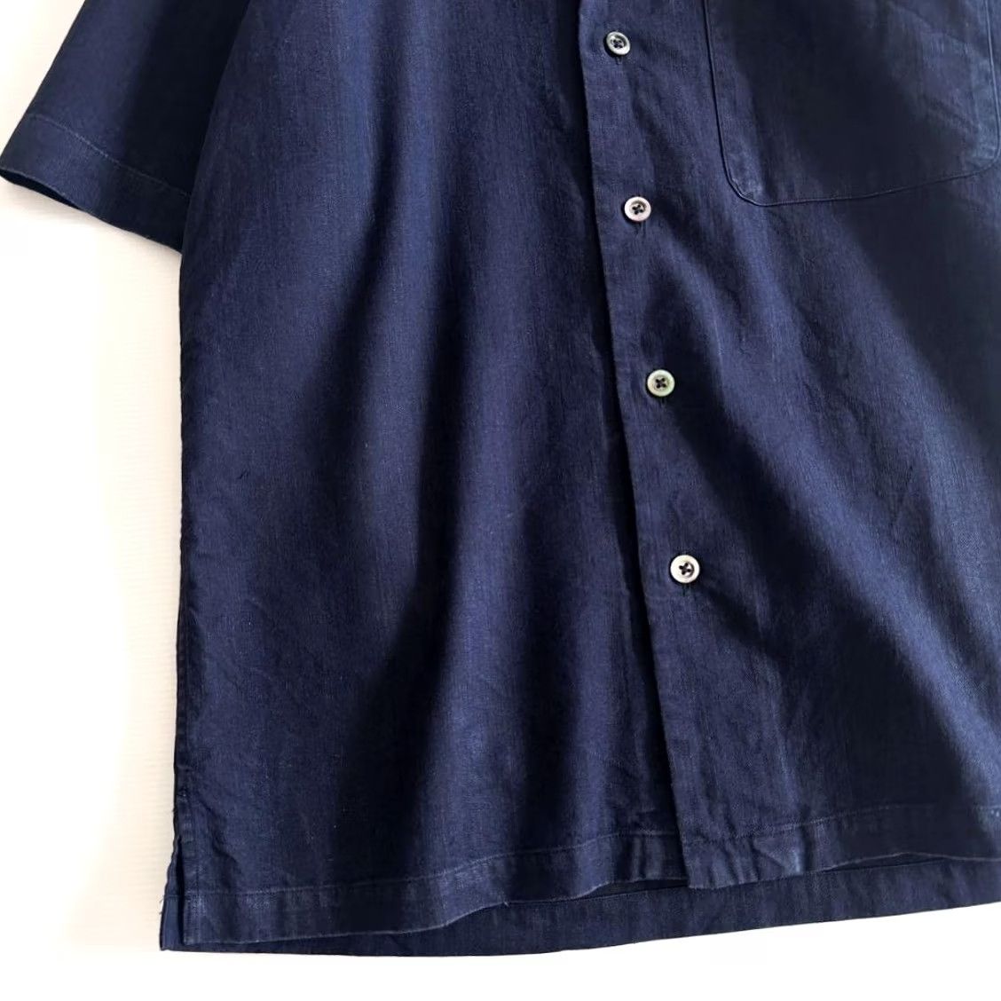 Margaret Howell Margaret Howell Open Collar Short Sleeve Top Navy Size S Mens Shirt Size US S / EU 44-46 / 1 - 3 Thumbnail