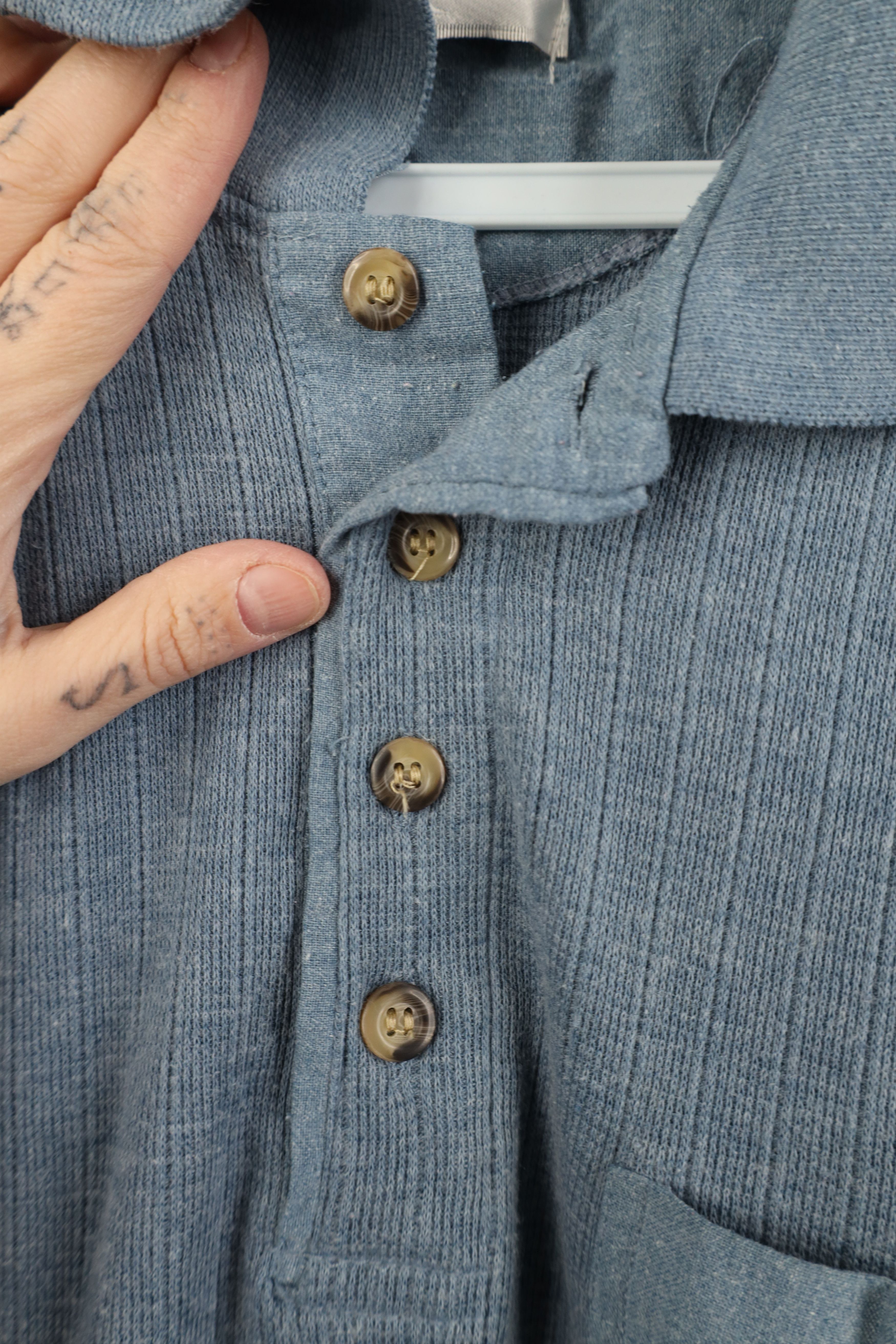 Vintage Vintage 90s Streetwear Chambray Pullover Polo Shirt Blue Size US M / EU 48-50 / 2 - 4 Thumbnail