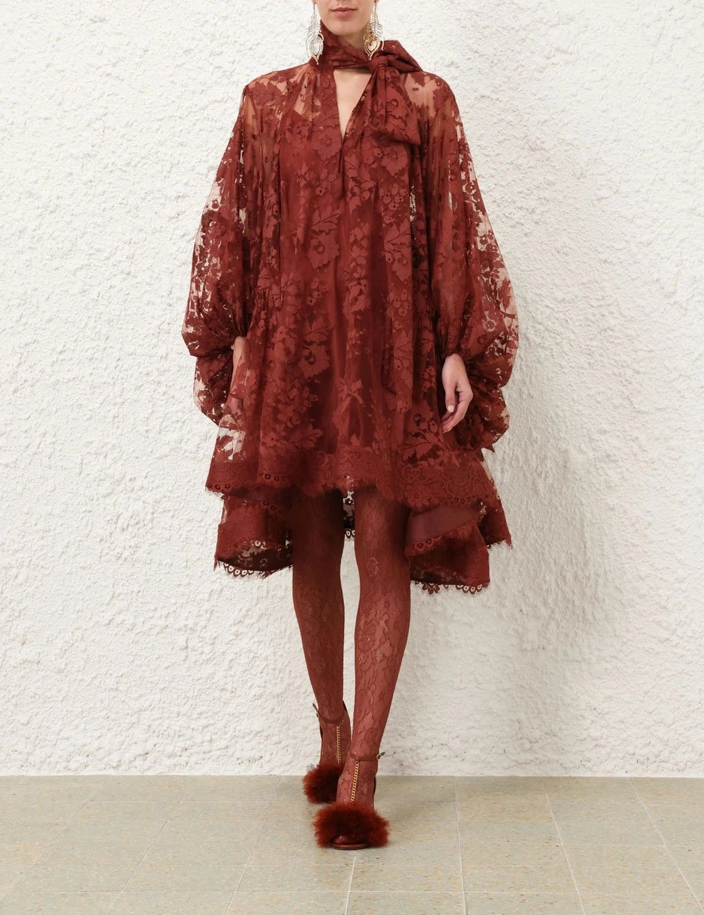 Zimmermann oc11z0725 Illustration Lace Mini Dress in Red Size M / US 6-8 / IT 42-44 - 2 Thumbnail