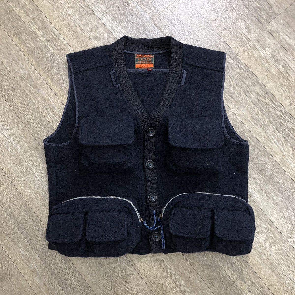 Japanese Brand × Karl Helmut Vintage Karl Helmut Pink House 3D Multi Pocket Wool Vest Size US L / EU 52-54 / 3 - 1 Thumbnail