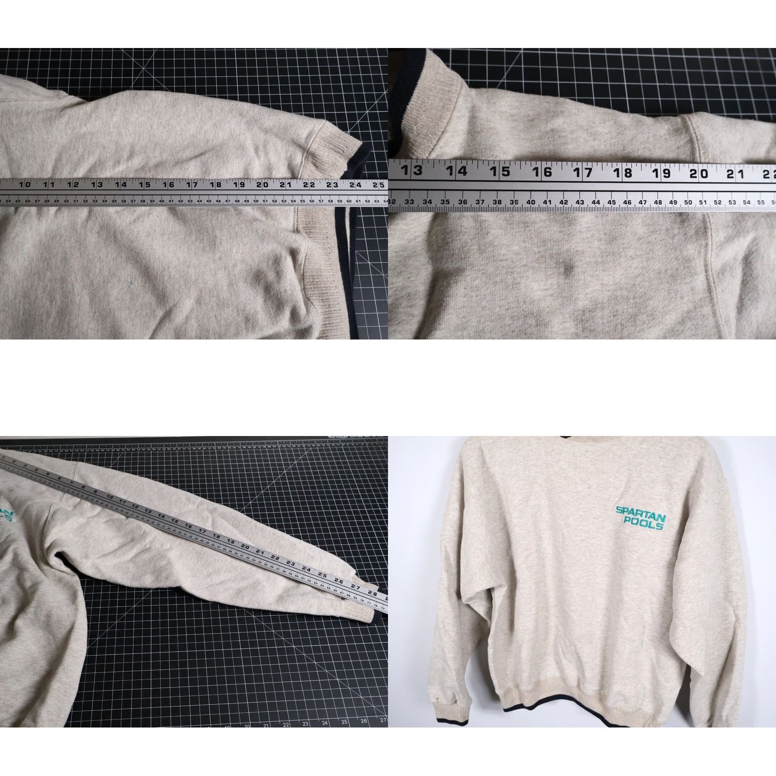 Vintage VINTAGE 90s Spartan Pools Embroidered Sweatshirt Men Large Beige Gray Crewneck Wool blends Size US L / EU 52-54 / 3 - 8 Thumbnail