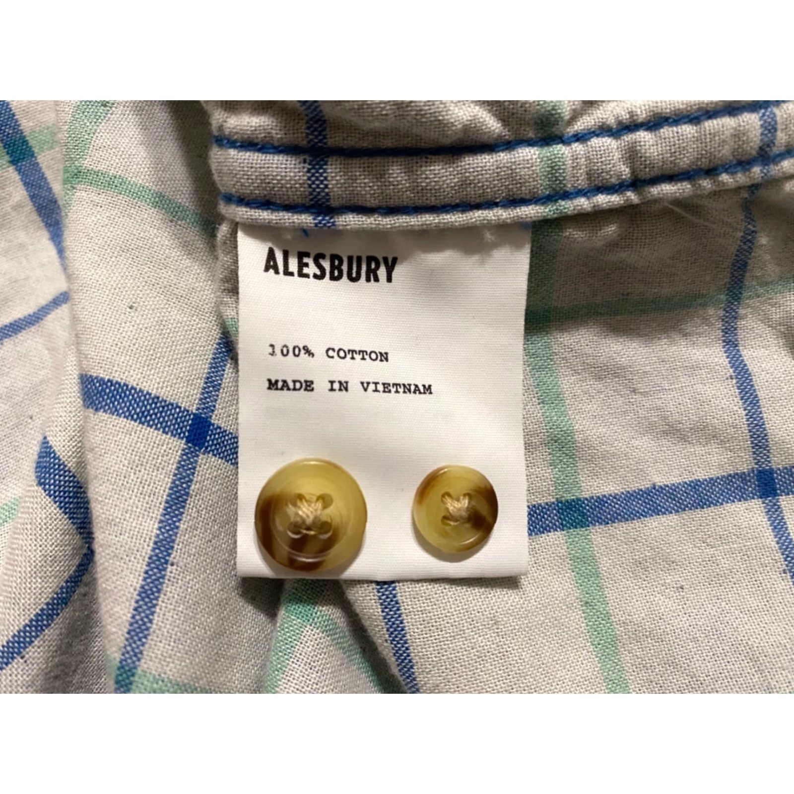Vintage Alesbury Mens Large Shirt Blue Plaid Long Sleeve Button-Front 100% Cotton Slim Size US L / EU 52-54 / 3 - 6 Thumbnail
