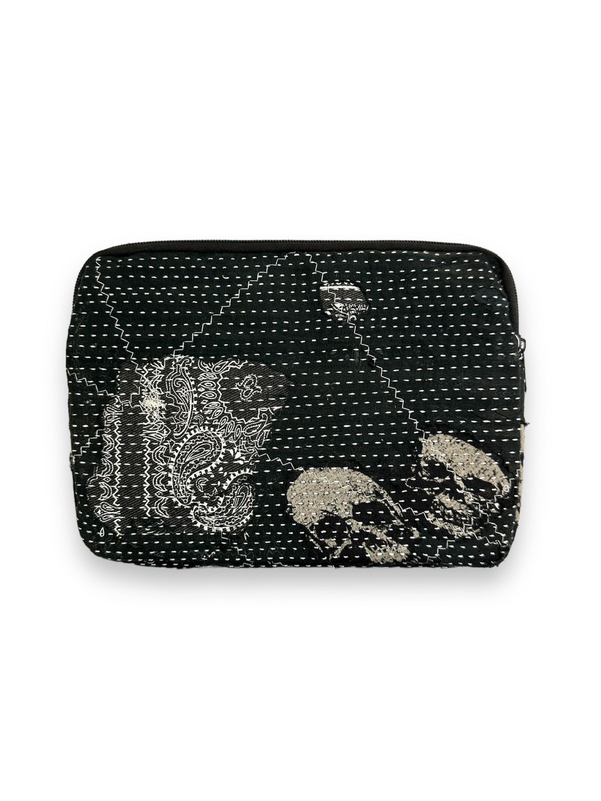 Handmade Custom Made Distressed Paisley Skull Pouch Handbag by Ahado Size ONE SIZE - 1 Thumbnail