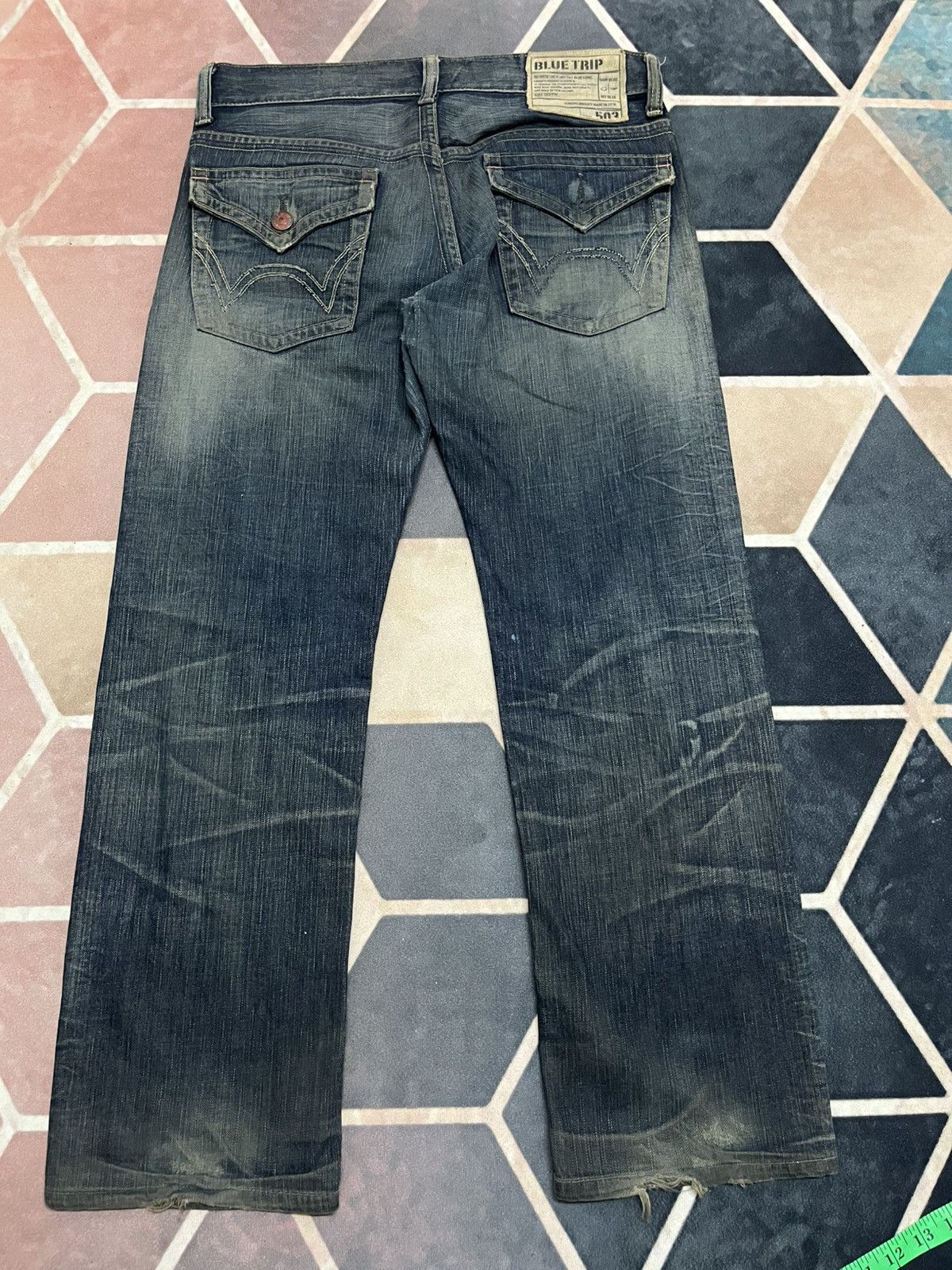 If Six Was Nine 💥Vintage Y2K Edwin Distressed Straight Cut Jeans Size US 34 / EU 50 - 15 Thumbnail