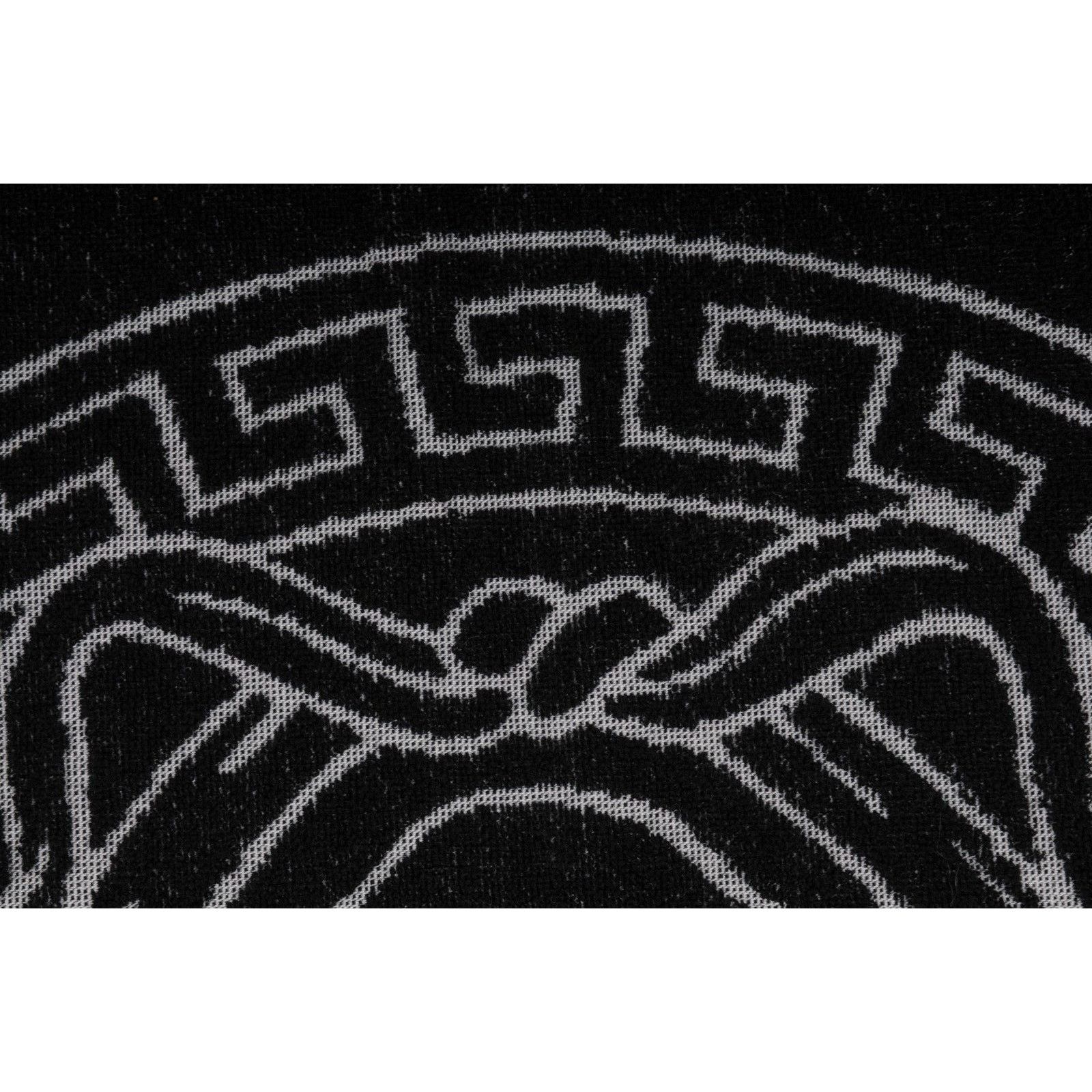 Versace Medusa Head Logo Greca Fringe Throw Blanket Black Size ONE SIZE - 11 Thumbnail