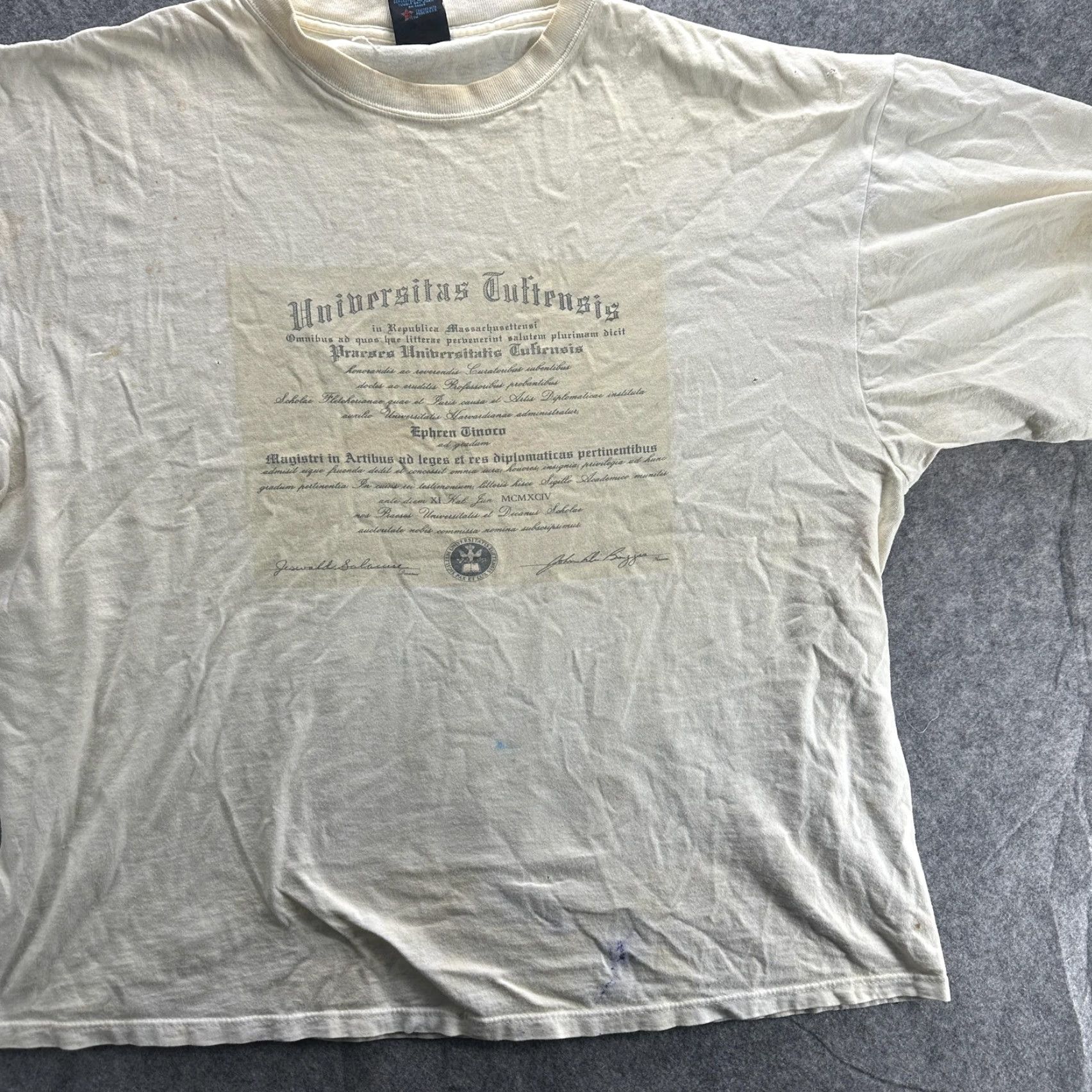 Soffe VINTAGE Tufts University College 90s T-Shirt Mens 2XL White Graphic Cotton Short Sleeve Size US XXL / EU 58 / 5 - 3 Thumbnail