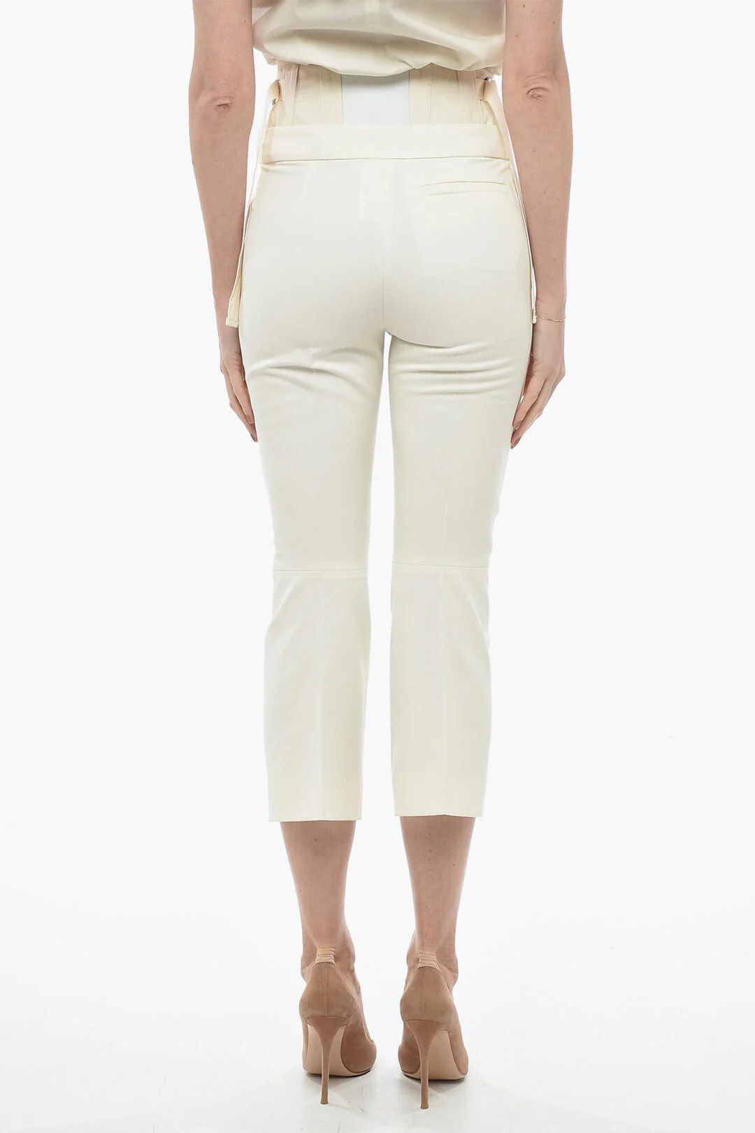 Max Mara og1mm0426 Peplum Pant in White Size 26" / US 2 / IT 38 - 2 Thumbnail