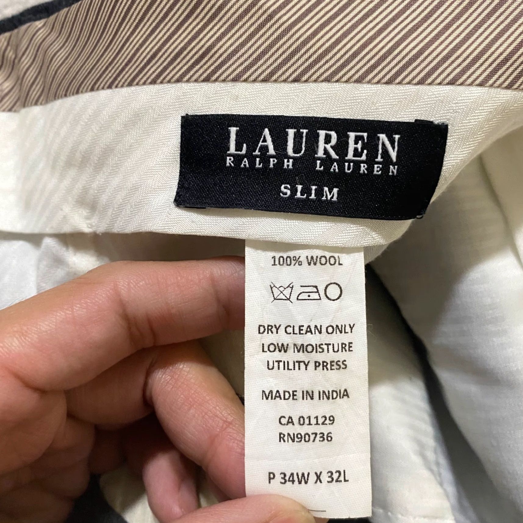 Ralph Lauren Lauren Ralph Lauren Mens Dress Pants Gray Wool Slim Straight 34x32 Front Flat Front Business Casual Formal Wedding Workwear 2000s Mens Size US 34 / EU 50 - 3 Thumbnail