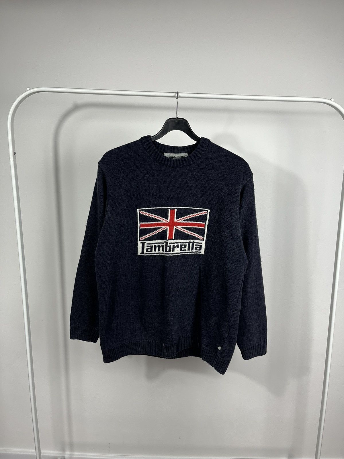 Lambretta Union Jack Logo Knit Sweater Navy Mod Scooter M