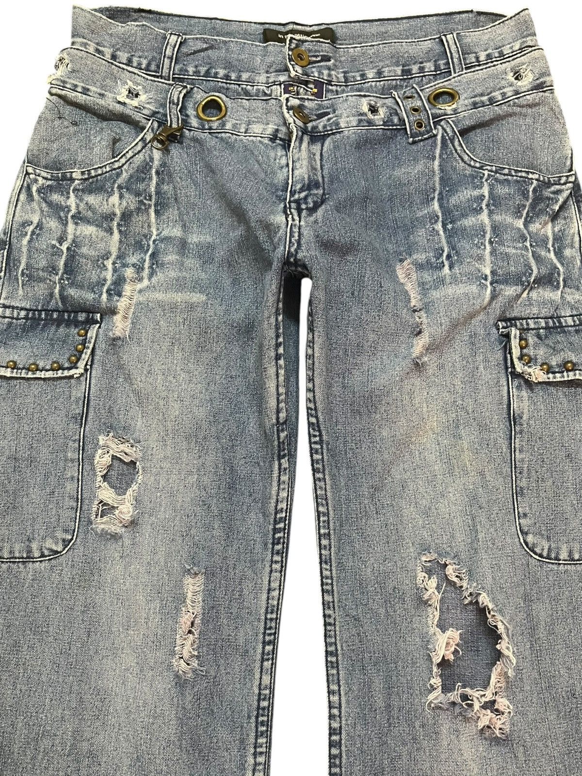 In The Attic Vintage In The Attic Homme Double Waist Studded Grunge Denim Size US 31 - 2 Thumbnail