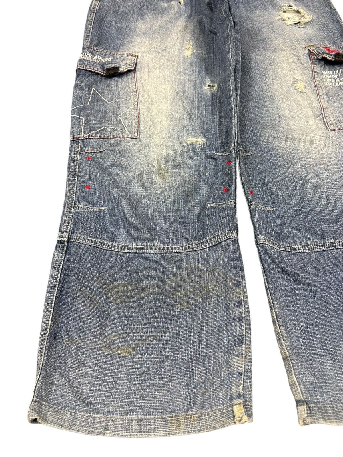 Japanese Brand Vintage Japanese Cargo Faded Wash Distress Baggy Skate Jeans Size US 34 / EU 50 - 6 Thumbnail
