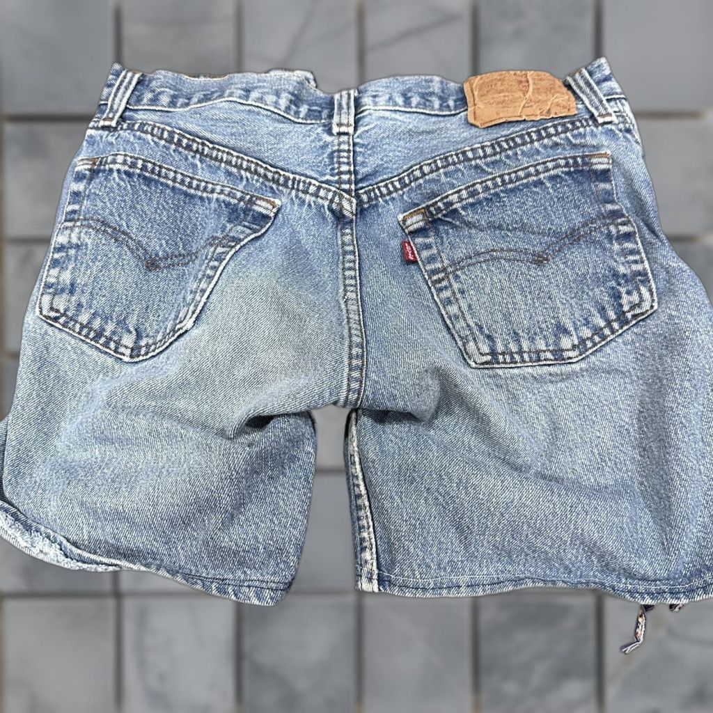 Levi's VINTAGE Levis 501 Denim Shorts 26 Blue Button Fly Lace Up Sides DIY Shorts Y2K 90s Festival Womens Size 26" / US 2 / IT 38 - 1 Thumbnail