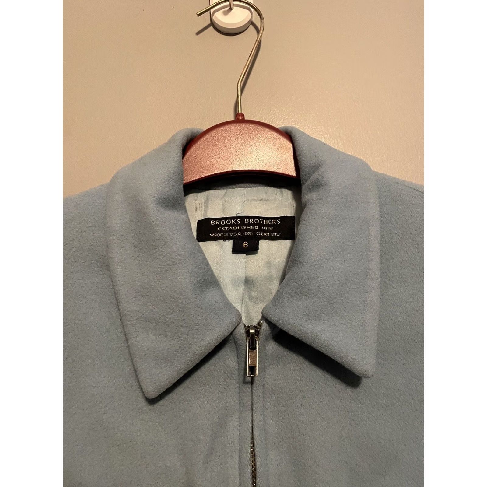 Brooks Brothers VINTAGE Brooks Brothers Women’s Jacket Blue Wool Zip 6 Short 22” 18” Pit to Pit Women A443 Size 28" / US 6 / IT 42 - 2 Thumbnail