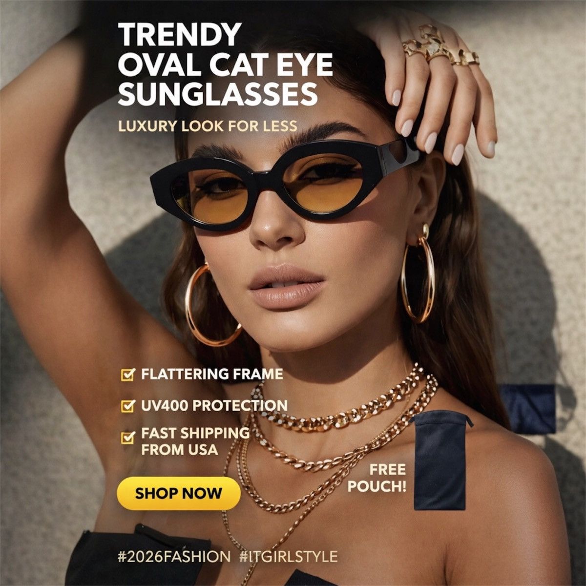 Other Retro Cat Eye Sunglasses Black Frame Brown Lens Y2K Women Size ONE SIZE - 7 Thumbnail