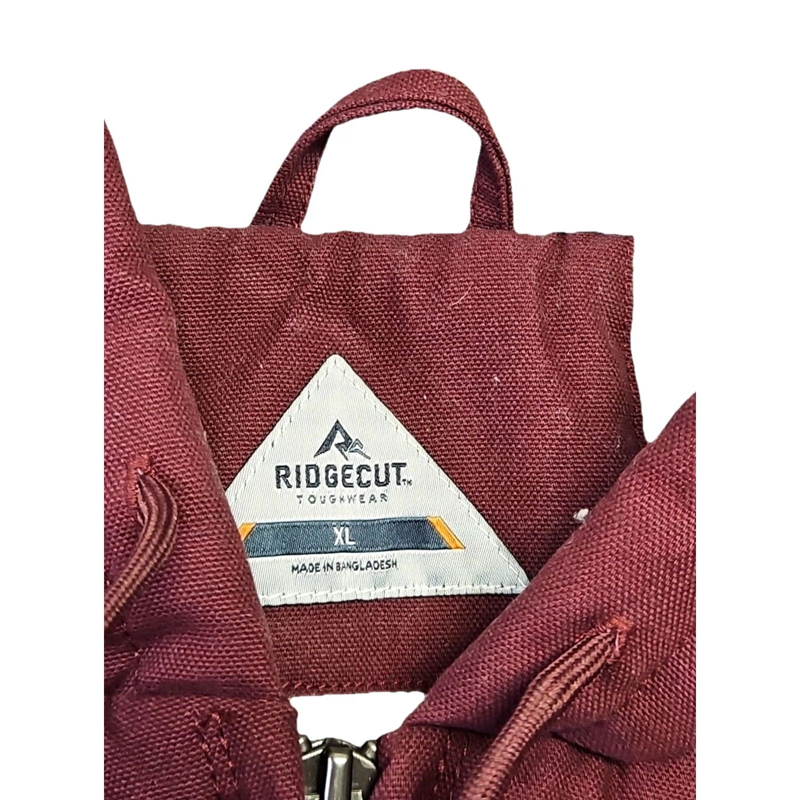 Vintage Ridgecut Work Jacket Hooded XL Women Burgundy Canvas Sherpa Lined Zip Mid-Length" Size XL / US 12-14 / IT 48-50 - 4 Thumbnail