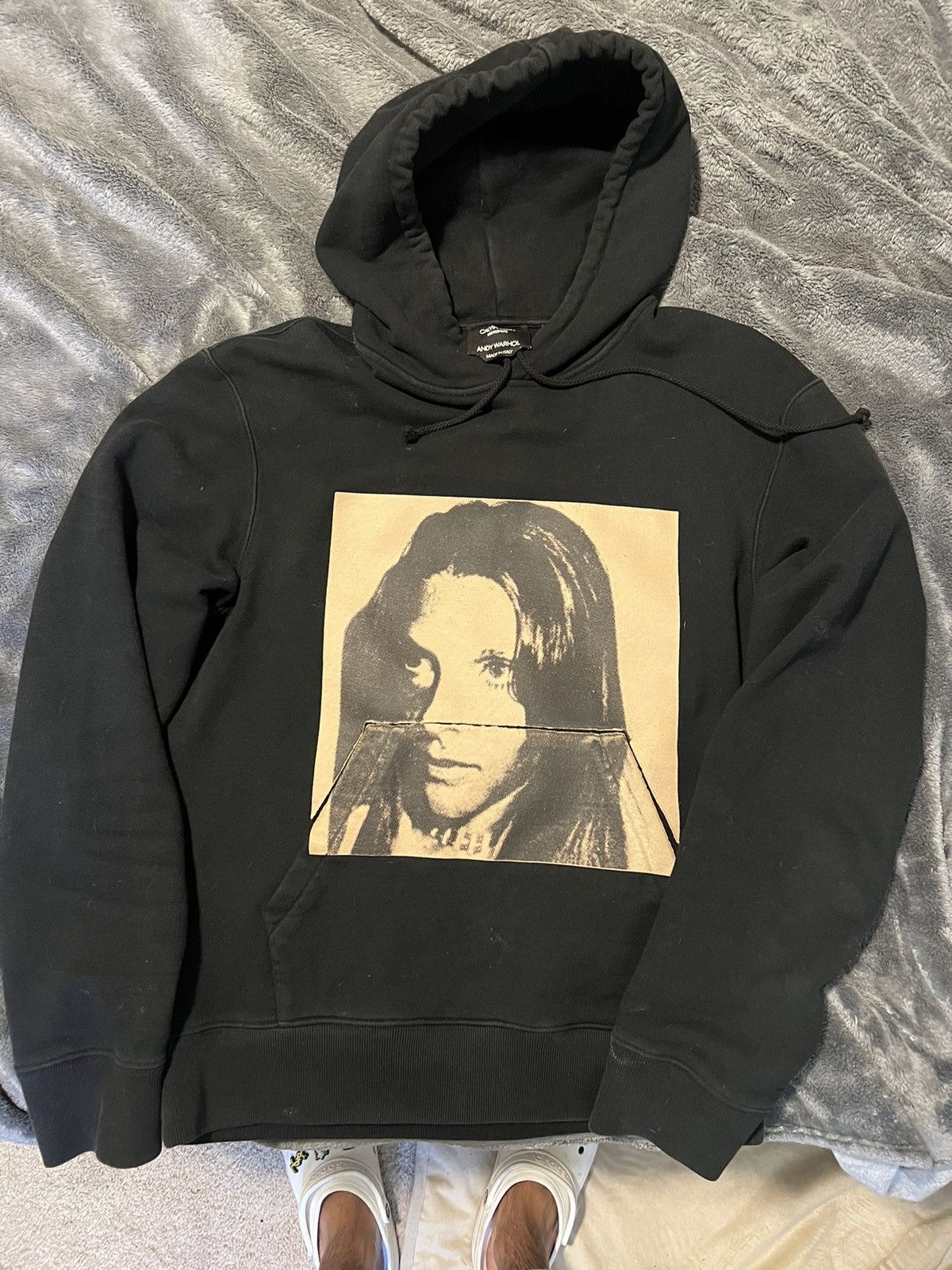 image of Calvin Klein 205W39Nyc x Raf Simons Ck205W39Nyc Sandra Brant Hoodie By Raf Simons in Black (Size XS