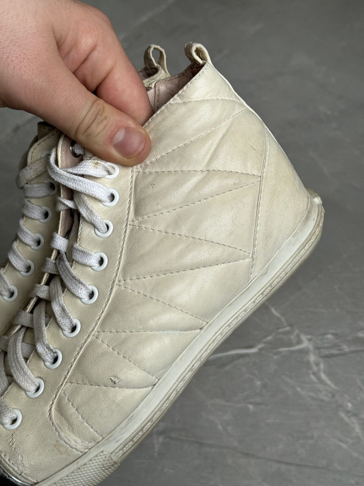 Miu Miu Miu Miu Hi Tip Sneakers Pointed Toe Leather Distressed Size US 6.5 / IT 36.5 - 12 Thumbnail