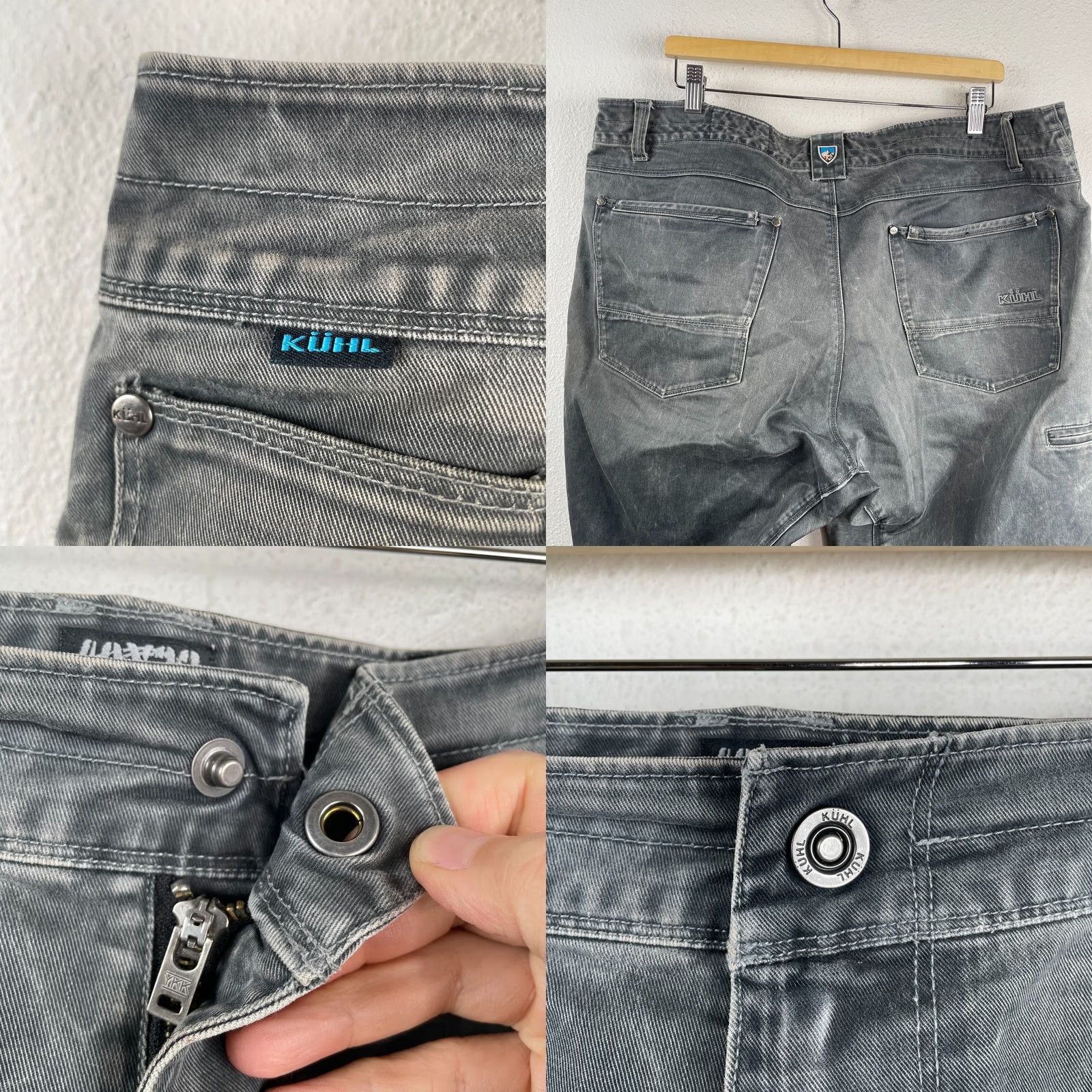 Denime Kuhl Rebel Pants Mens 40x32 Grey Vintage Patina Dye Denim Twill Hiking Workwear Carpenter Regular Straight 5-Pocket USA Outdoor Mens Size US 40 / EU 56 - 9 Thumbnail