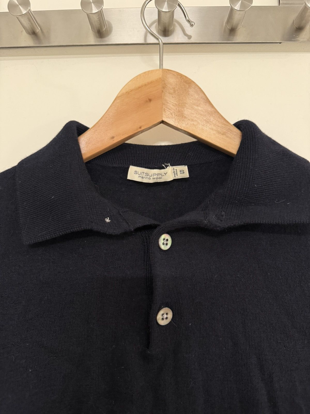 Suitsupply SuitSupply Navy Merino Long Sleeve Polo Size US XS / EU 42 / 0 - 3 Thumbnail