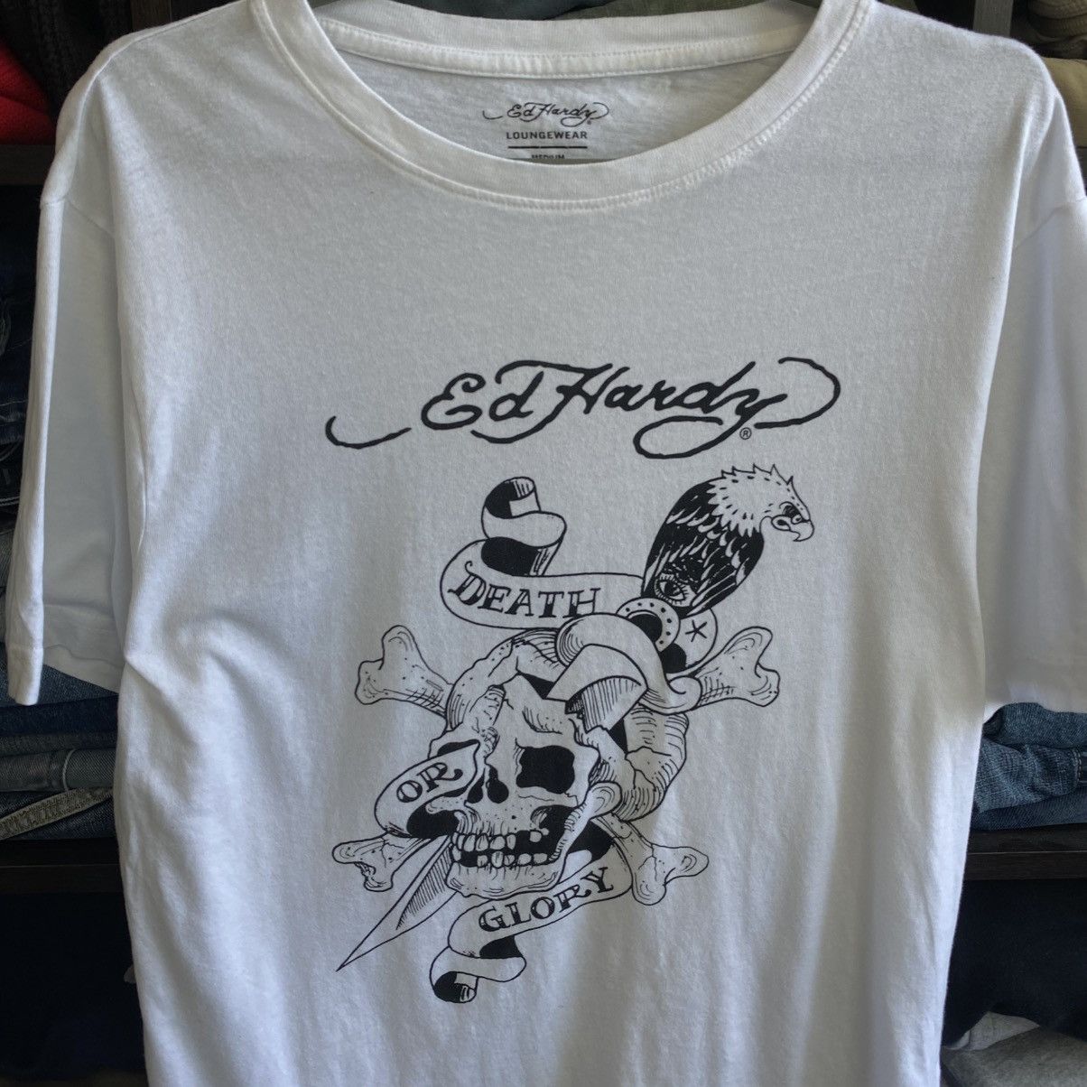 Ed Hardy Mens Ed Hardy by Christian Audigier Big Logo y2k opium tee Size US M / EU 48-50 / 2 - 2 Thumbnail