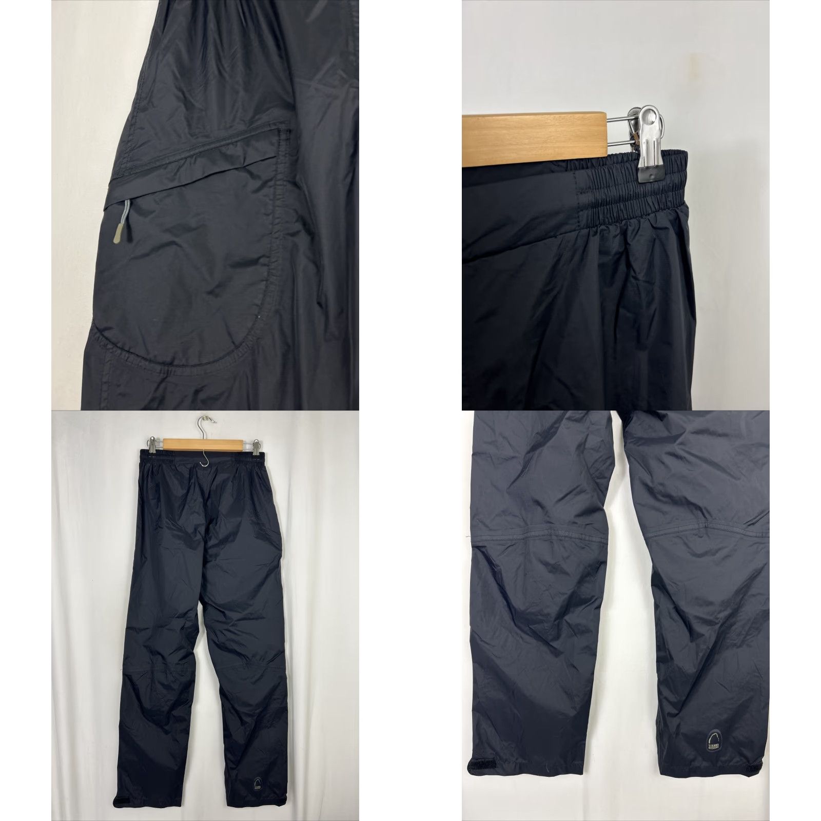 Sierra Designs Sierra Designs Pants Rain XS Black Nylon Cargo Drawstring Elastic 28x 30 Mens Size US 27 - 8 Thumbnail