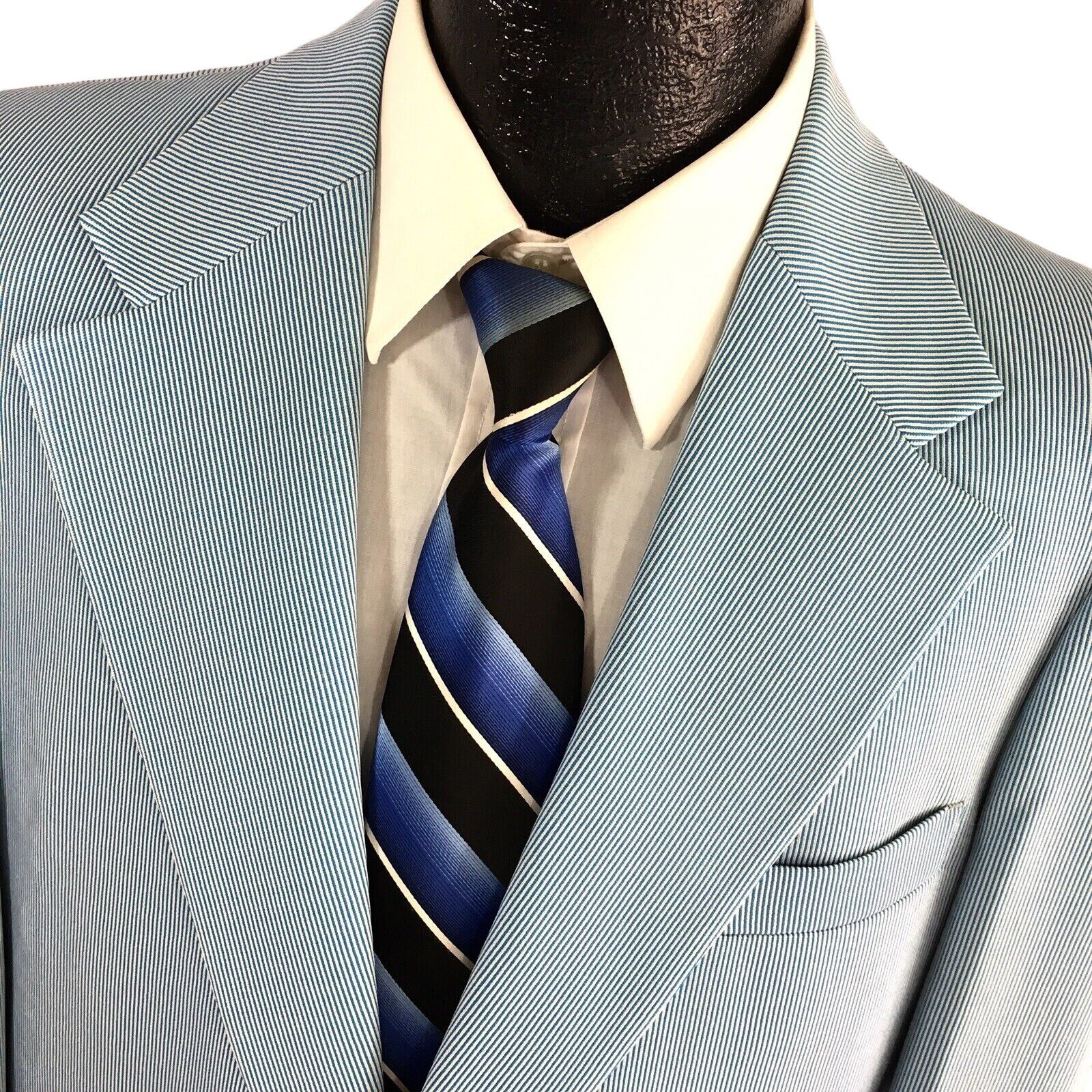 Other Vtg Craigs MOD Blue White STRIPE Boating Yacht Sport Coat Size 40R - 1 Thumbnail