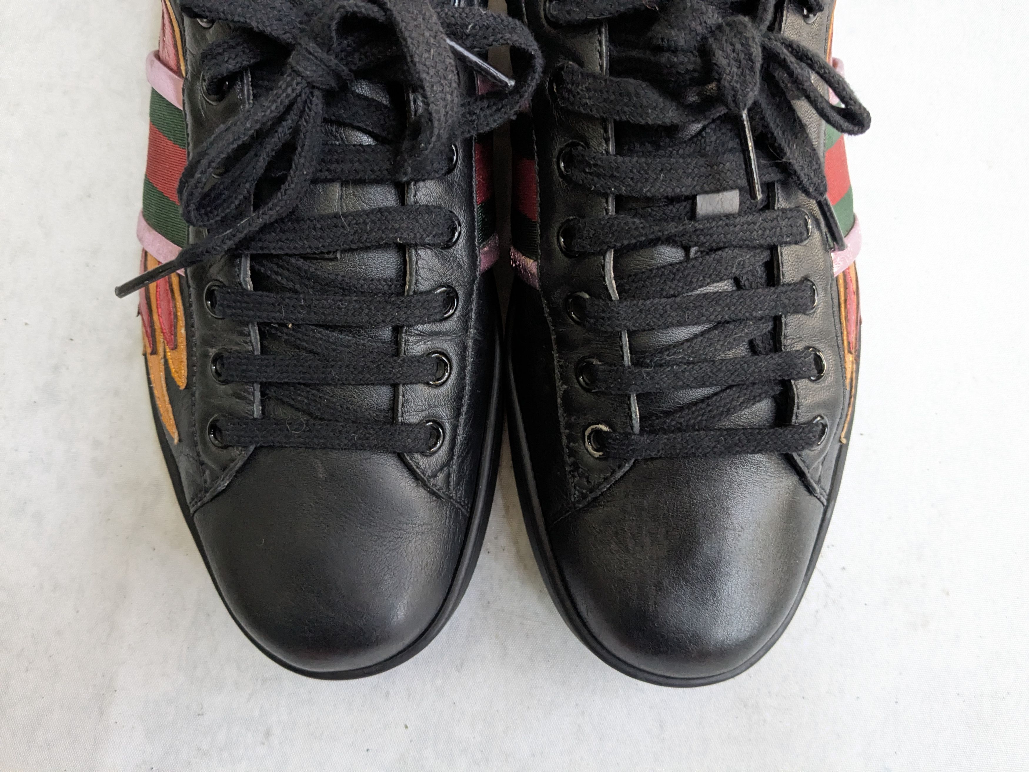 Gucci Gucci Ace Sneakers Black Flames 9 Leather Size US 9 / EU 42 - 4 Thumbnail