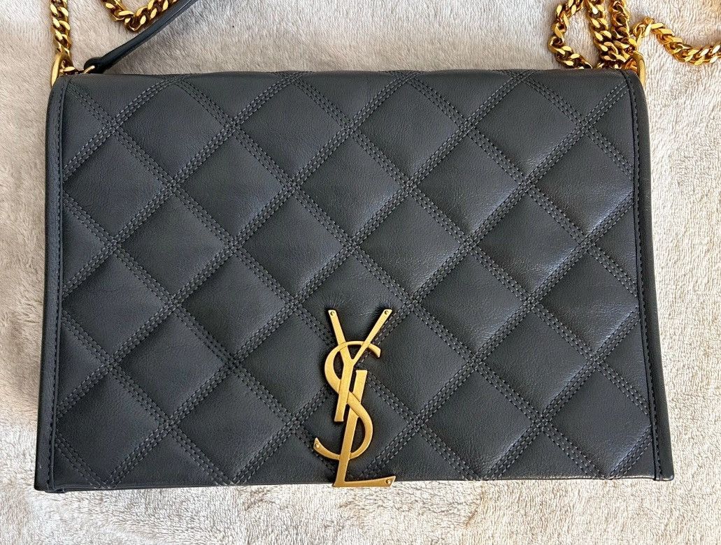 Saint Laurent Paris Saint Laurent Becky Bag - Stormy Grey / Gold Size ONE SIZE - 8 Thumbnail