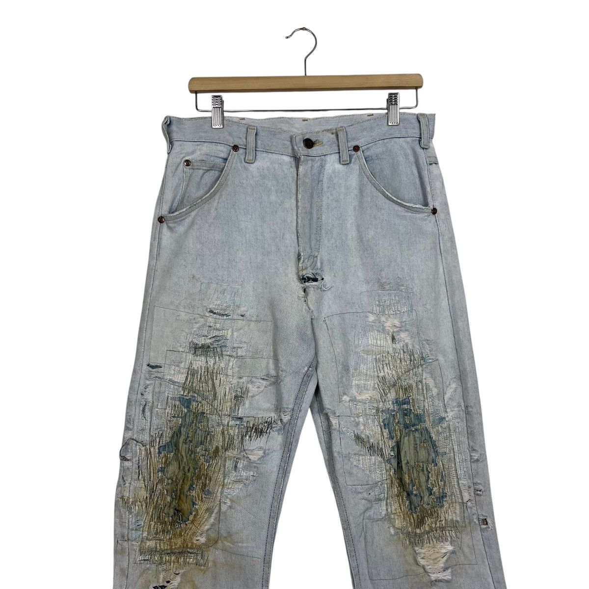 Lee Vintage Lee Sashiko Distressed Workwear Denim Jeans Size US 31 - 3 Thumbnail